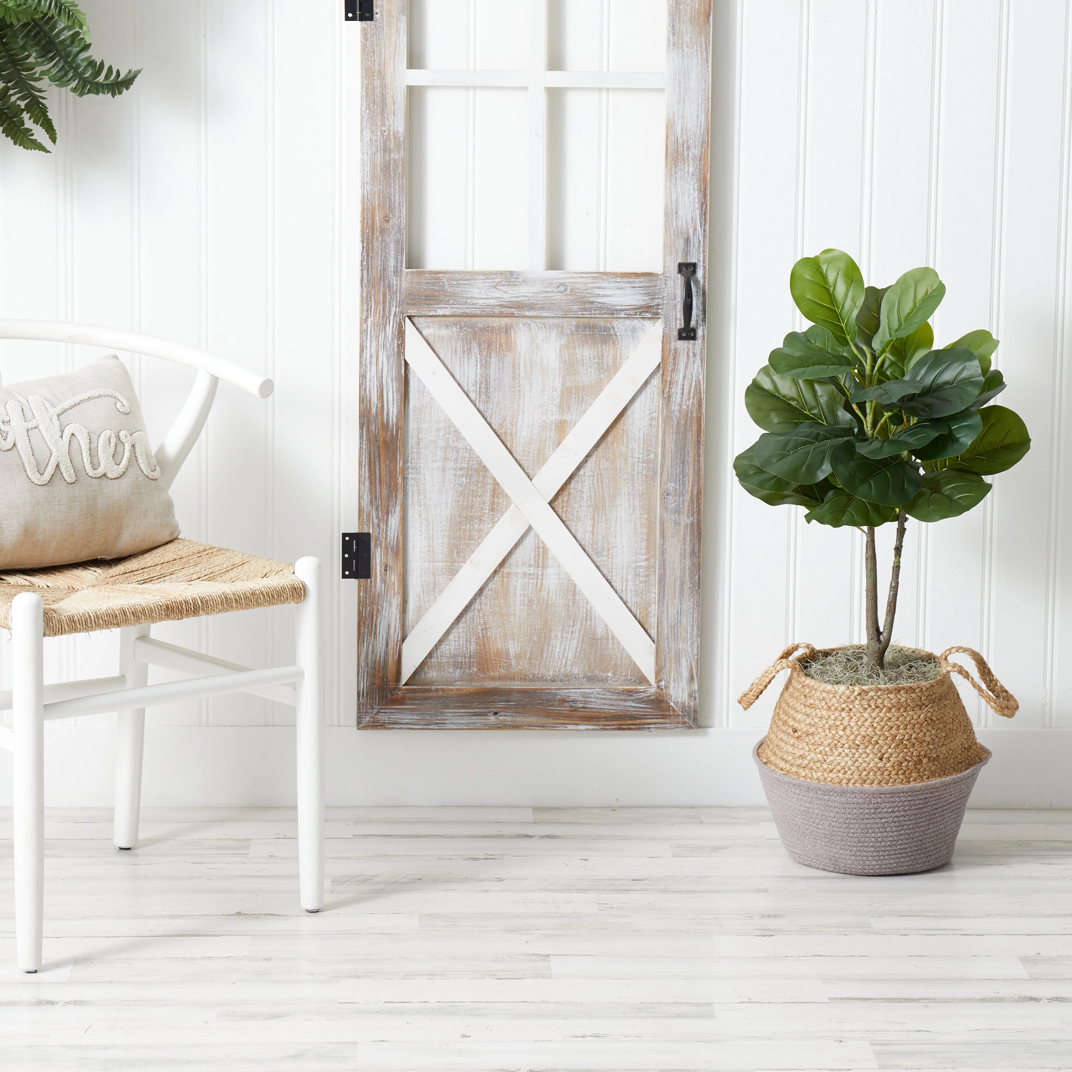 3' Artificial Fiddle Leaf Fig Tree with Handmade Cotton & Jute Woven Basket DIY Kit - Image 11