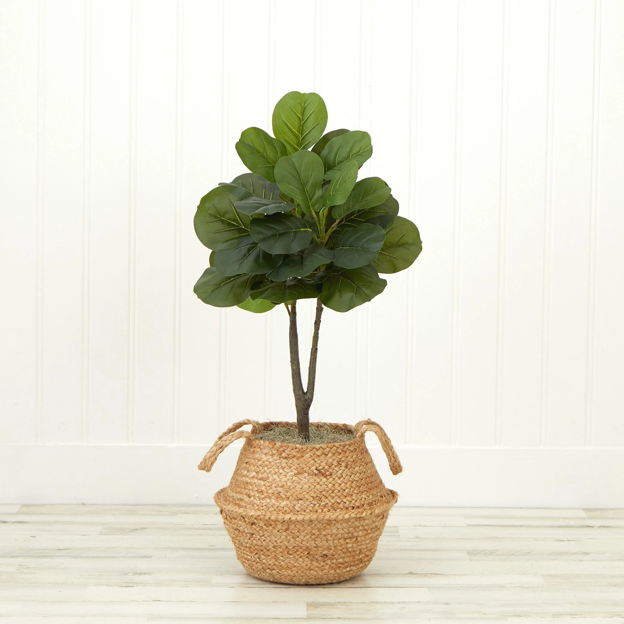 3' Artificial Fiddle Leaf Fig Tree with Handmade Cotton & Jute Woven Basket DIY Kit - Image 5