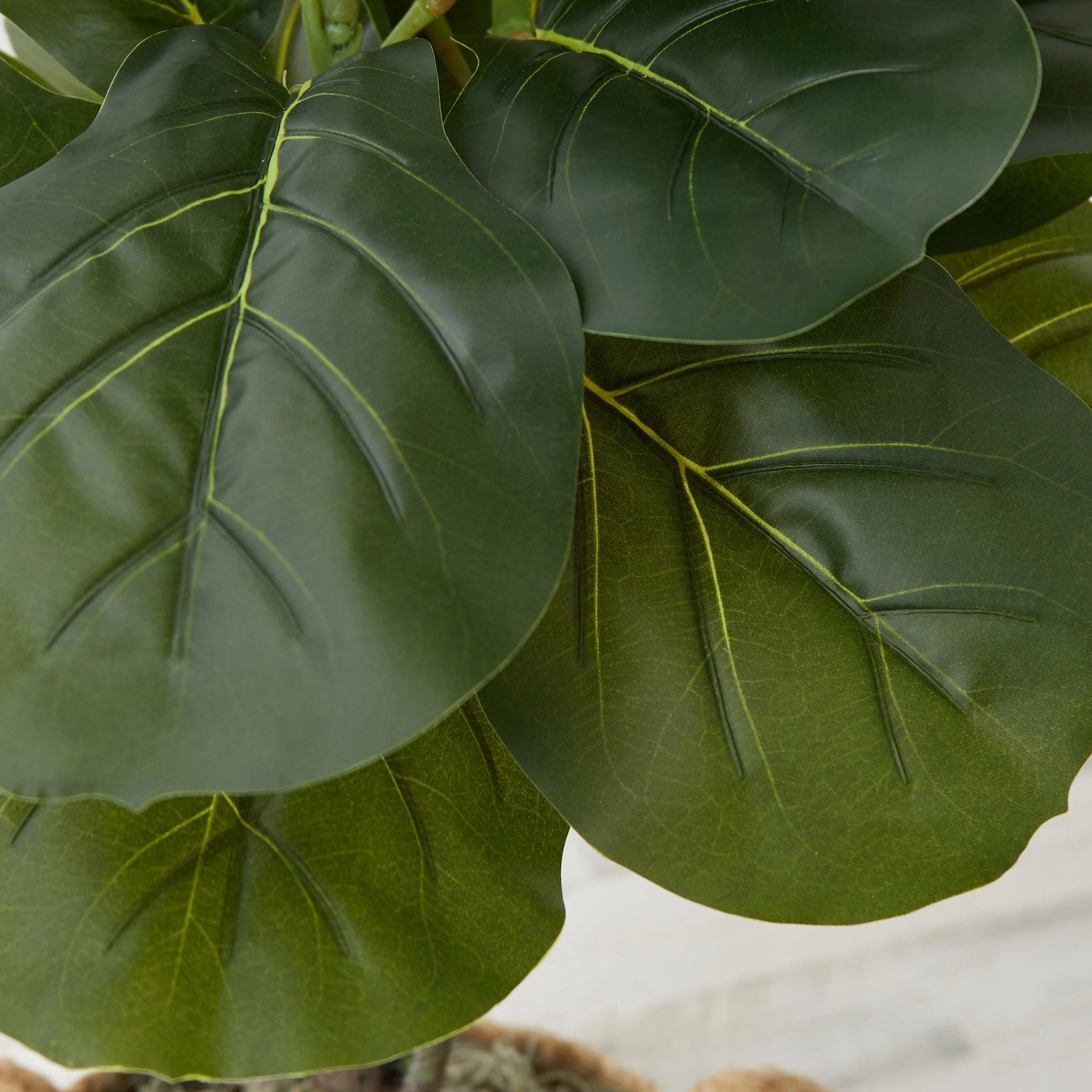 3' Artificial Fiddle Leaf Fig Tree with Handmade Cotton & Jute Woven Basket DIY Kit - Image 6