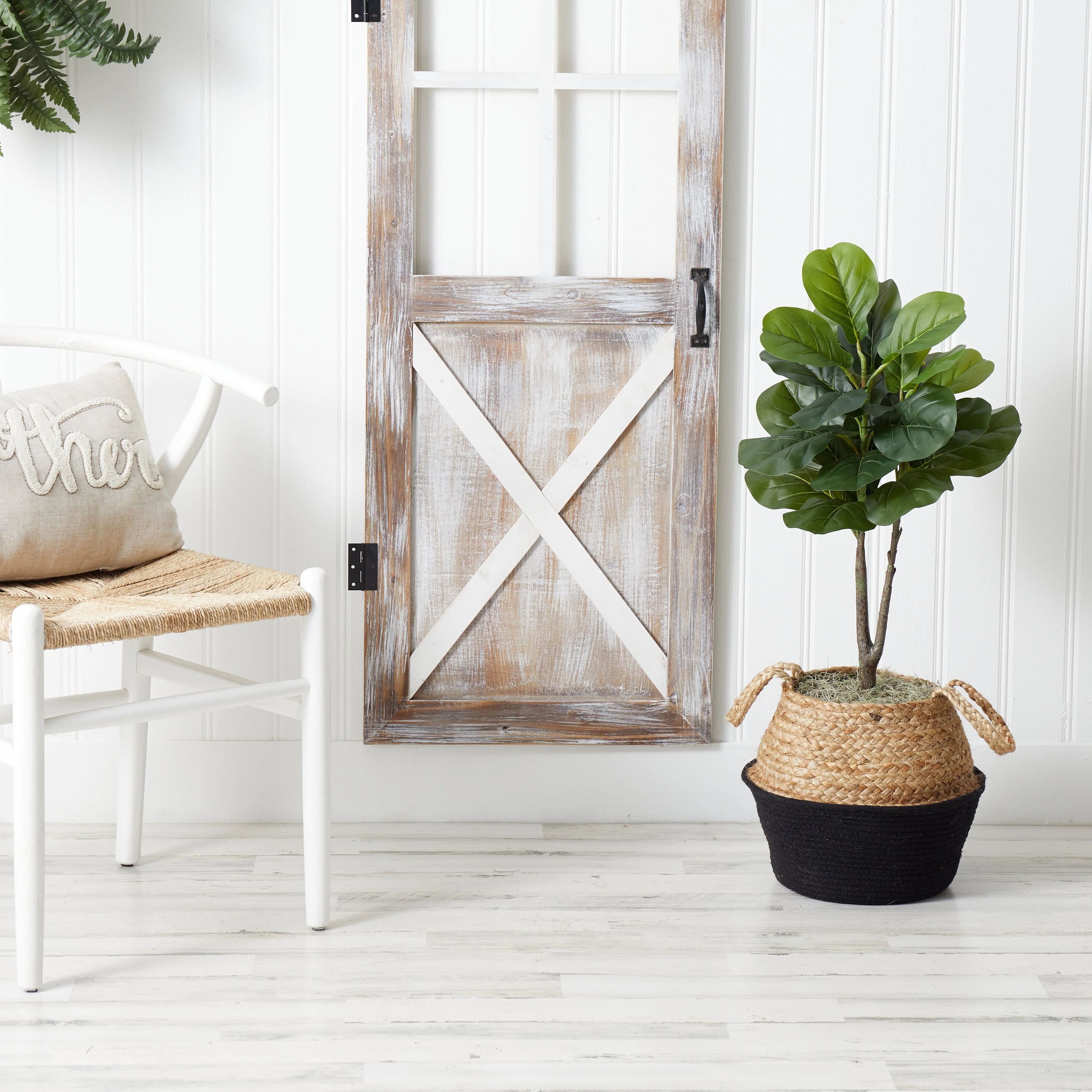 3' Artificial Fiddle Leaf Fig Tree with Handmade Cotton & Jute Woven Basket DIY Kit - Image 9