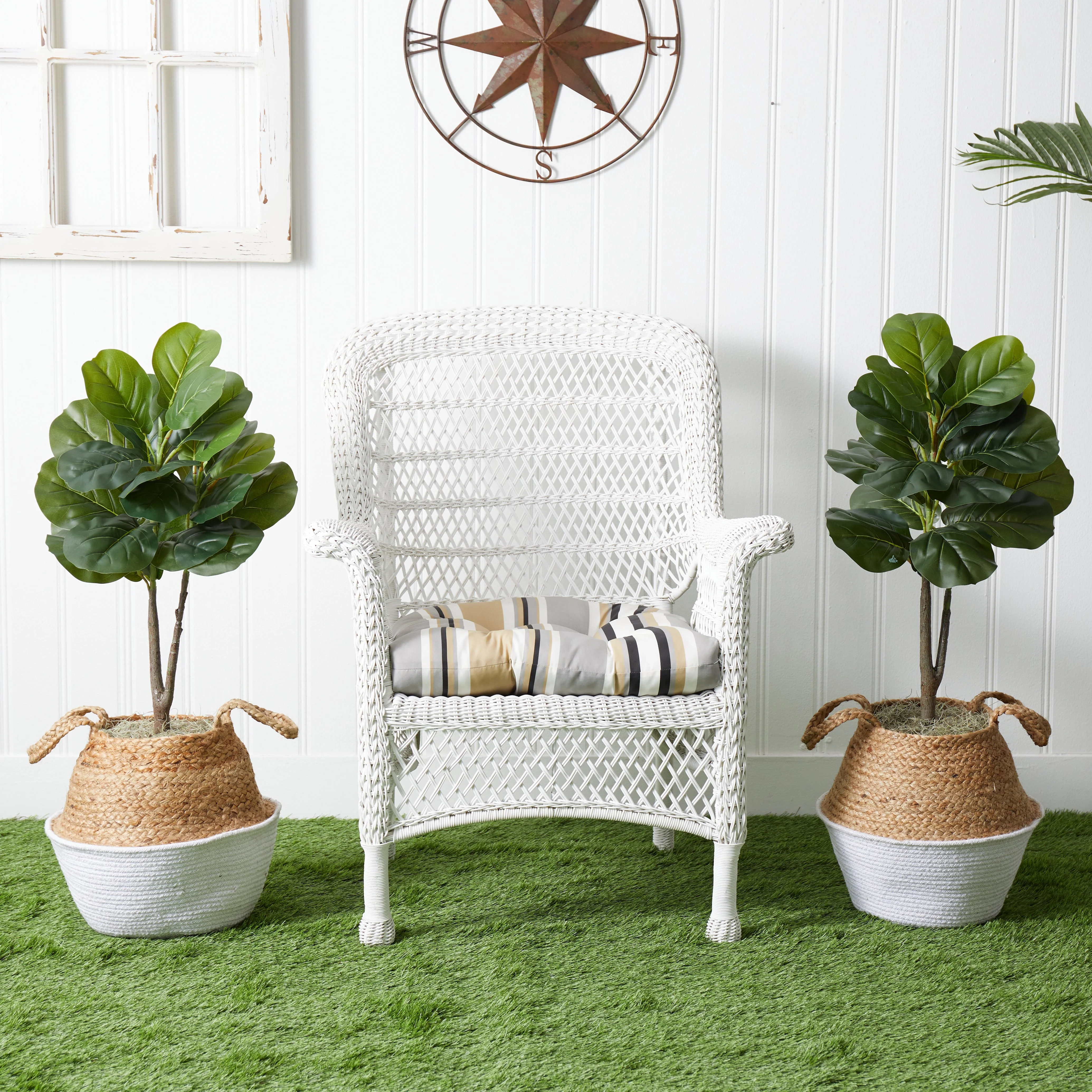 3’ Artificial Fiddle Leaf Fig Tree with Handmade Cotton & Jute Woven Planter DIY Kit - Set of 2 - Image 10