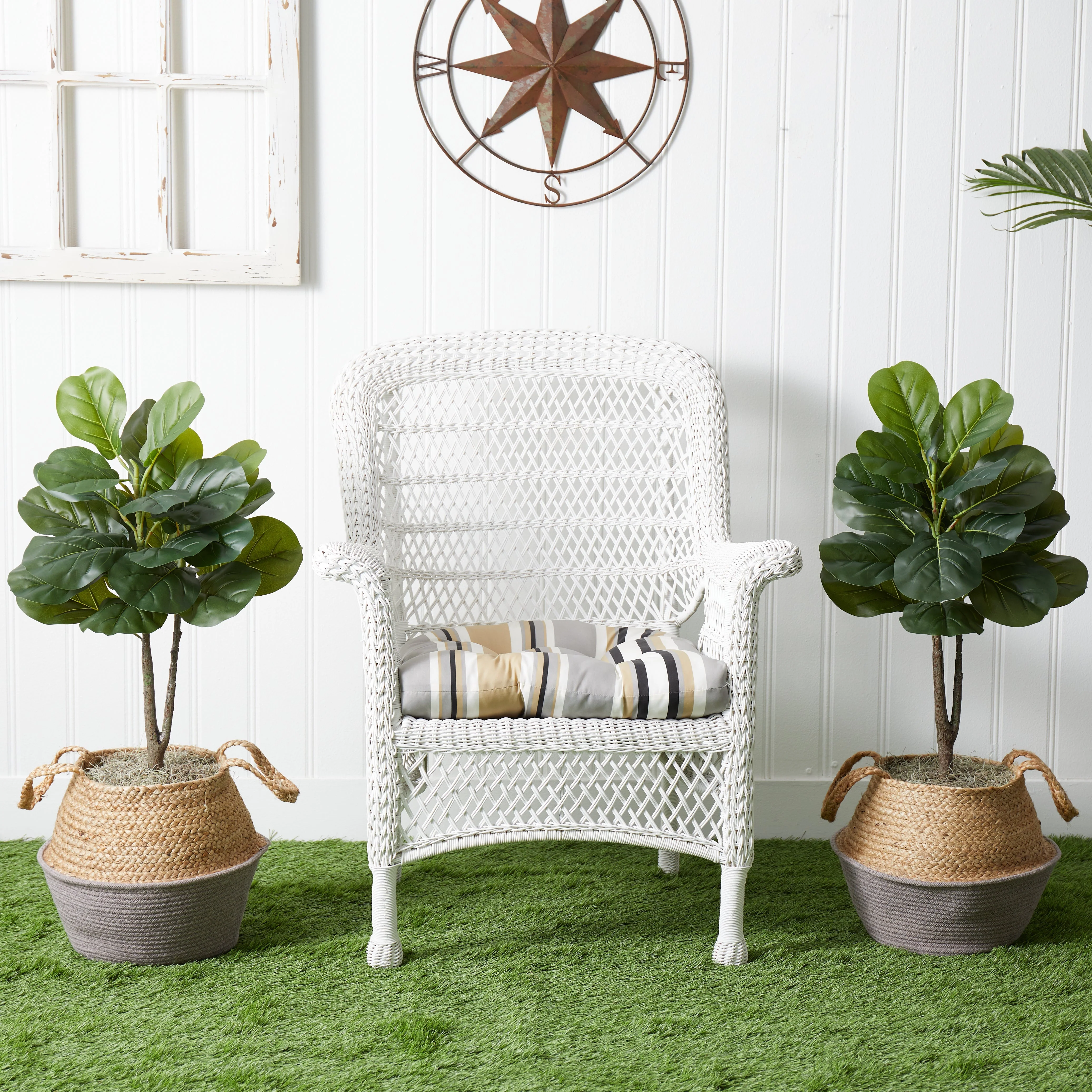 3’ Artificial Fiddle Leaf Fig Tree with Handmade Cotton & Jute Woven Planter DIY Kit - Set of 2 - Image 14