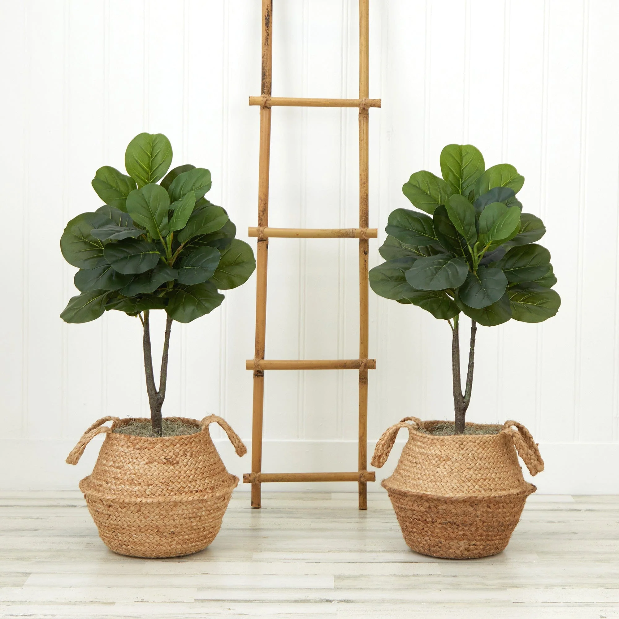 3’ Artificial Fiddle Leaf Fig Tree with Handmade Cotton & Jute Woven Planter DIY Kit - Set of 2 - Image 5