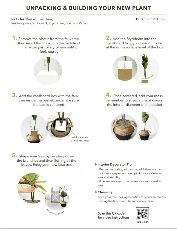 3’ Artificial Fiddle Leaf Fig Tree with Handmade Cotton & Jute Woven Planter DIY Kit - Set of 2 - Image 8