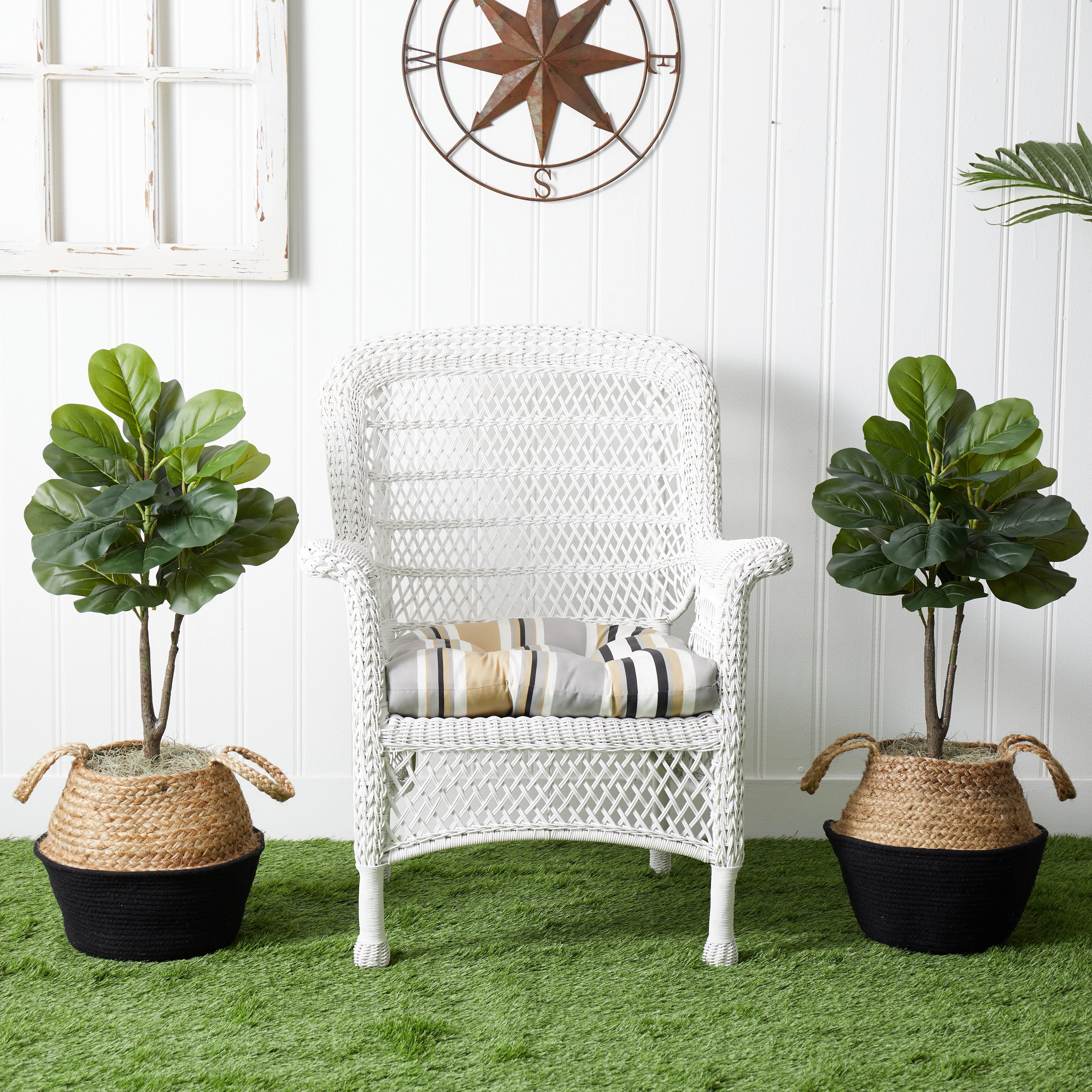 3’ Artificial Fiddle Leaf Fig Tree with Handmade Cotton & Jute Woven Planter DIY Kit - Set of 2 - Image 9