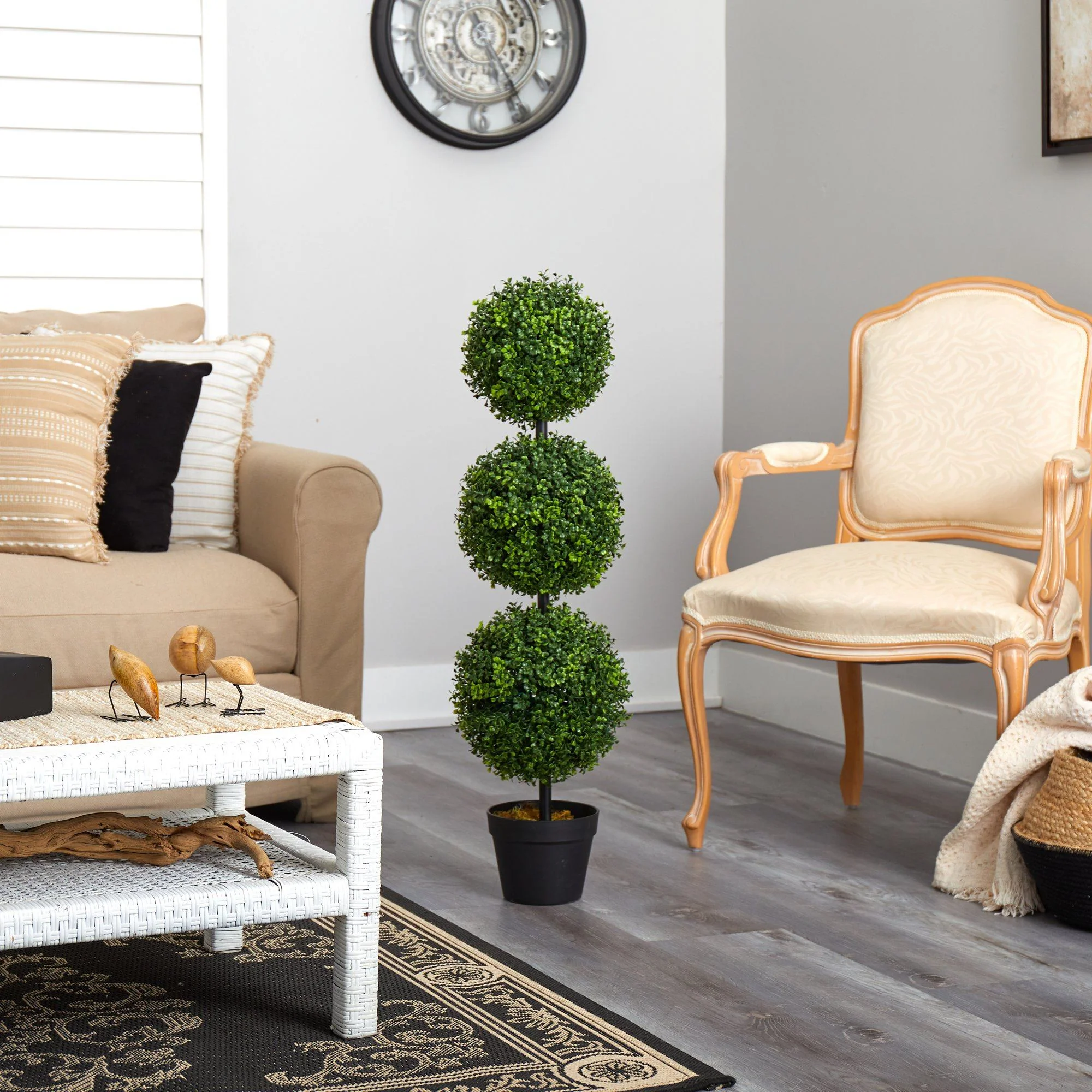 3’ Boxwood Triple Ball Topiary Artificial Tree (Indoor/Outdoor) - Image 5