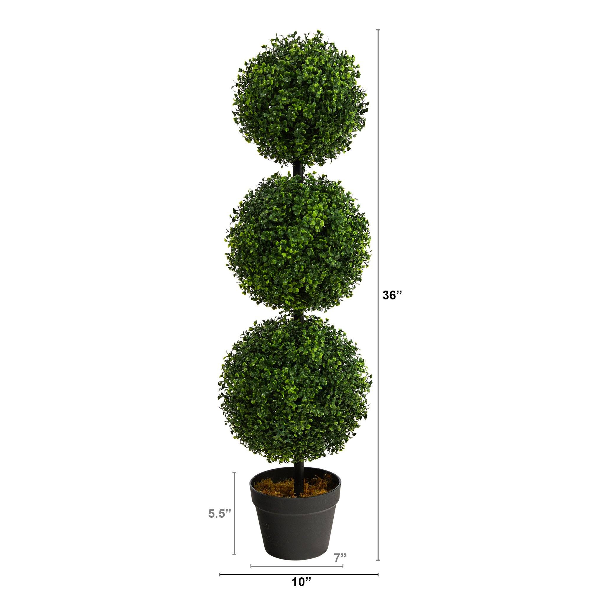 3’ Boxwood Triple Ball Topiary Artificial Tree (Indoor/Outdoor) - Image 6