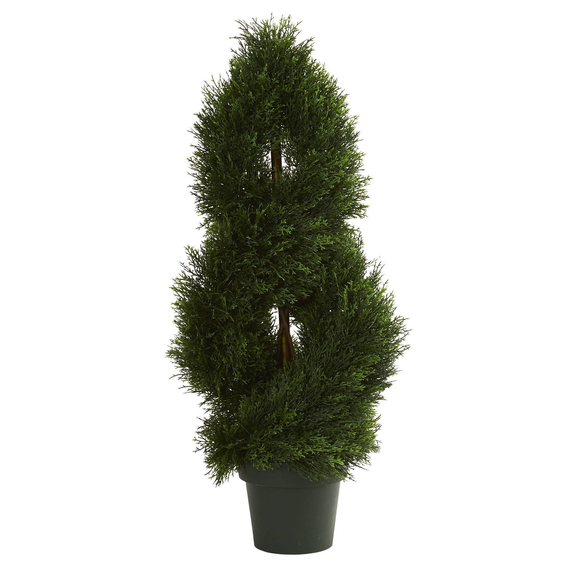 3' Double Pond Cypress Spiral Artificial Topiary Tree UV Resistant (Indoor/Outdoor) - Image 3