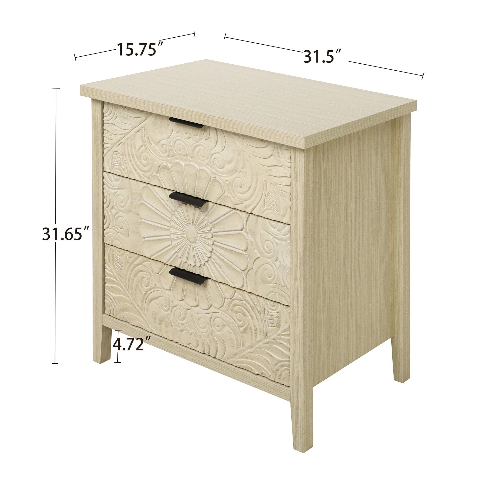3 Drawer Cabinet, American Furniture, Suitable For Bedroom, Living Room, Study - Natural - Image 13