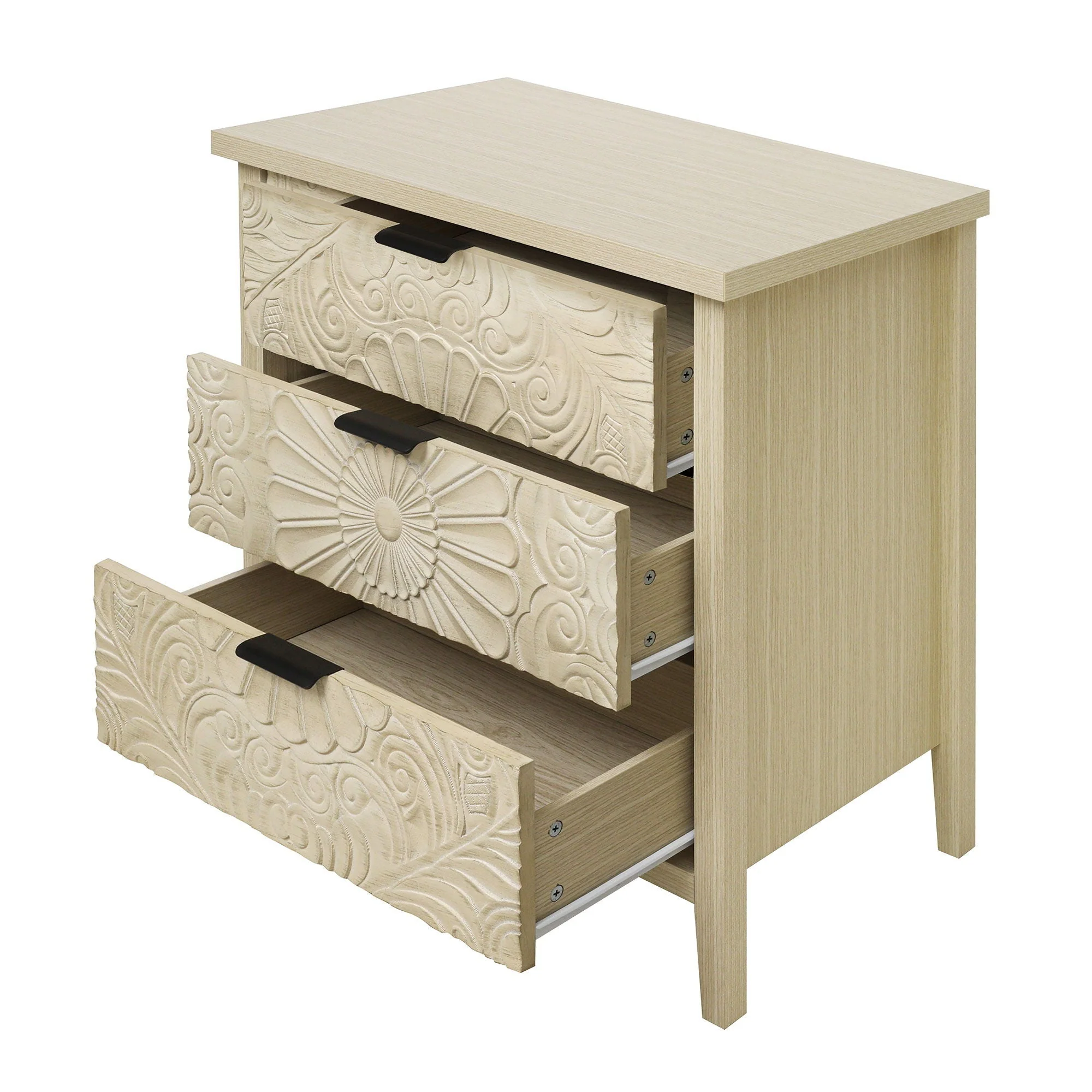 3 Drawer Cabinet, American Furniture, Suitable For Bedroom, Living Room, Study - Natural - Image 22