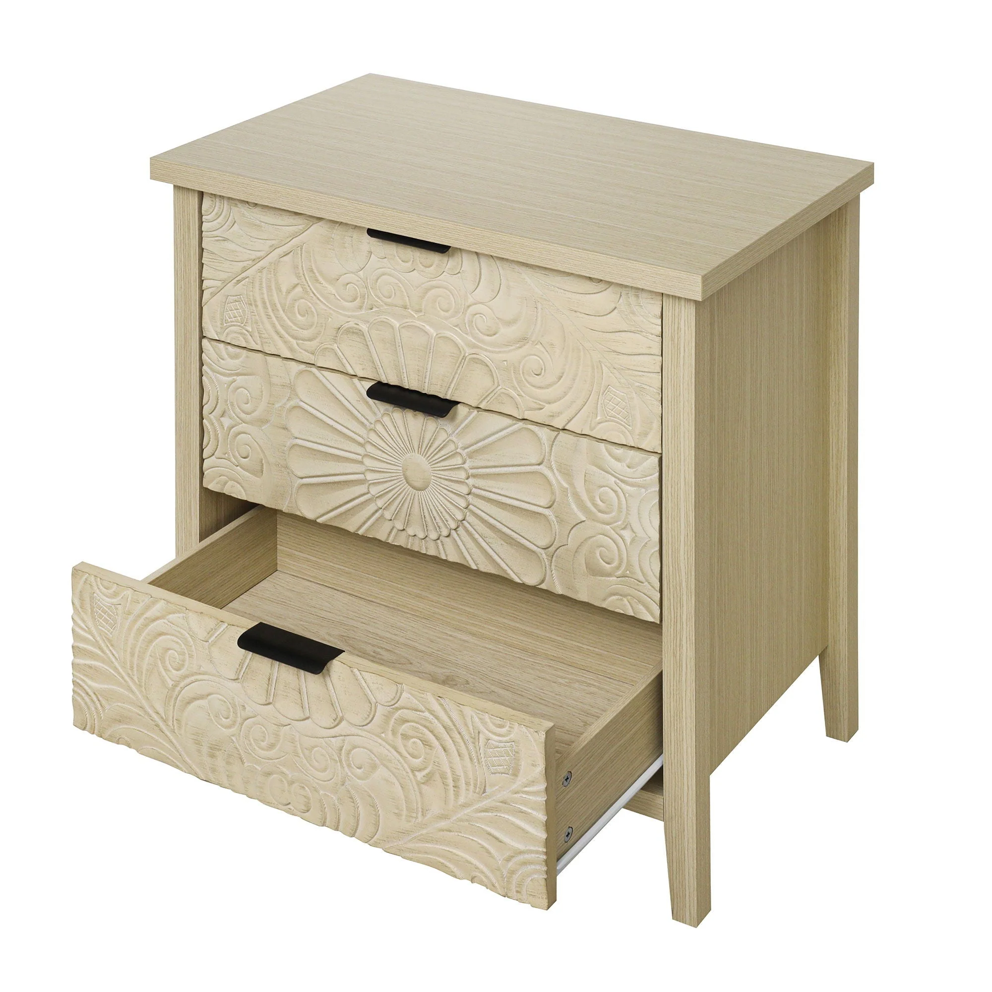 3 Drawer Cabinet, American Furniture, Suitable For Bedroom, Living Room, Study - Natural - Image 7