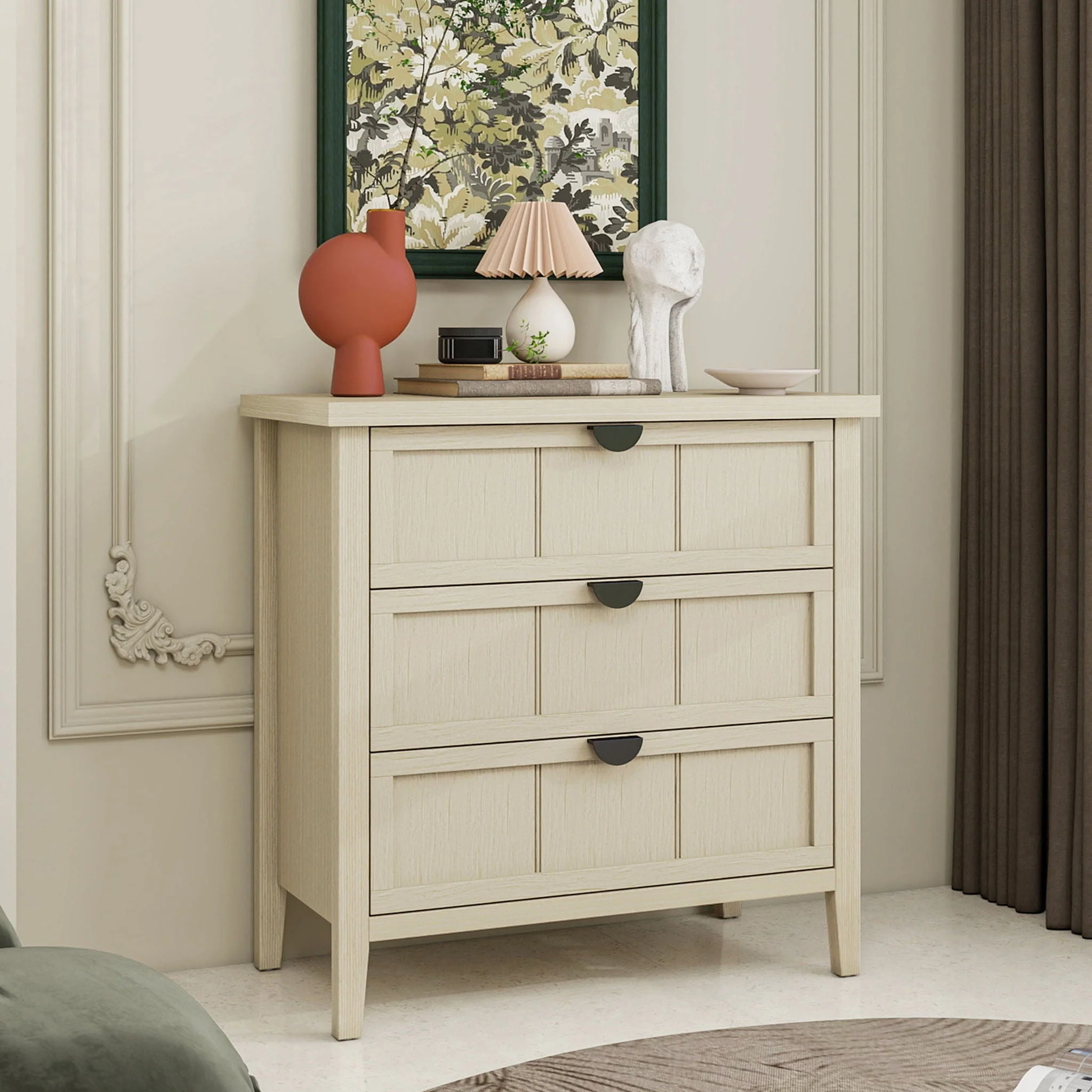3 Drawer Cabinet, For Bedroom - Natural - Image 2