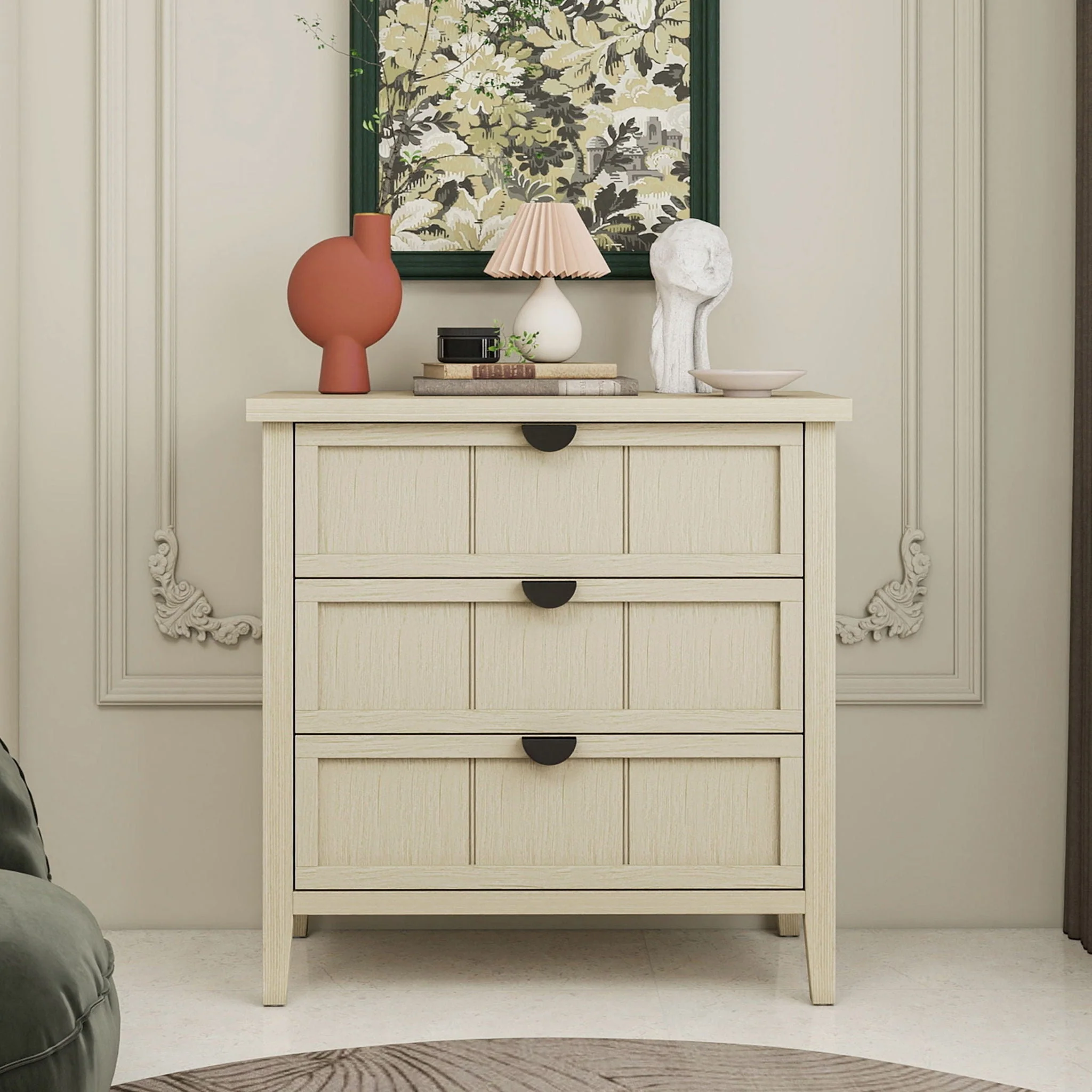 3 Drawer Cabinet, For Bedroom - Natural - Image 3