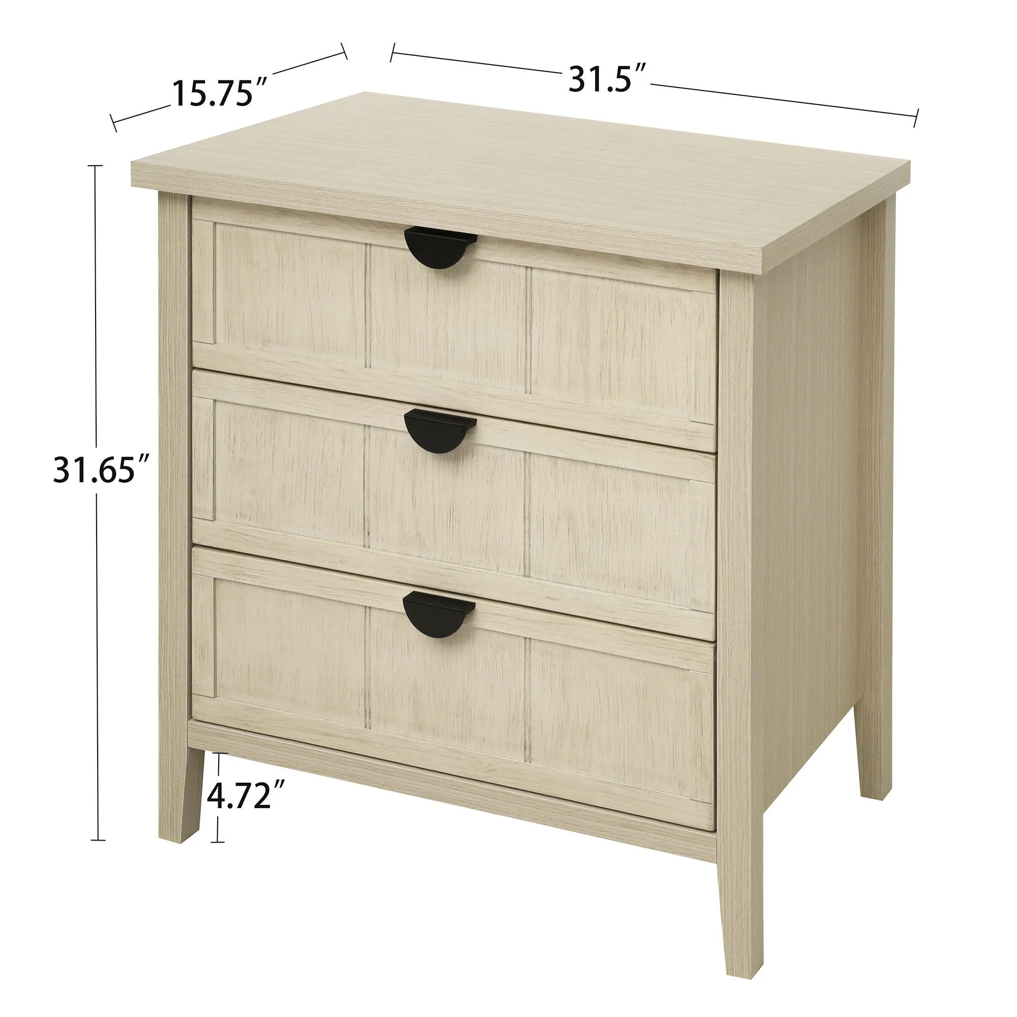 3 Drawer Cabinet, For Bedroom - Natural - Image 4