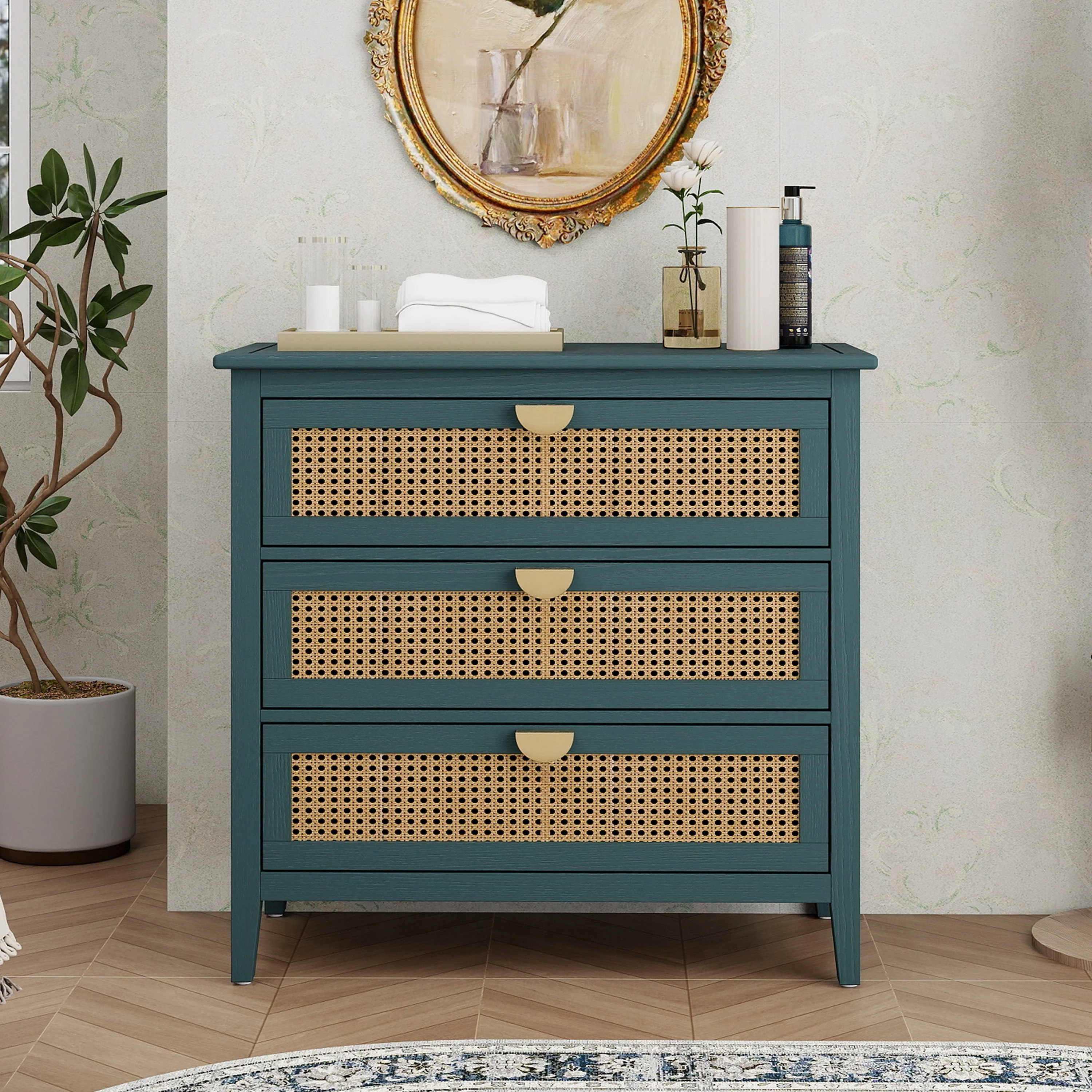 3 Drawer Cabinet Natural Rattan - Image 2