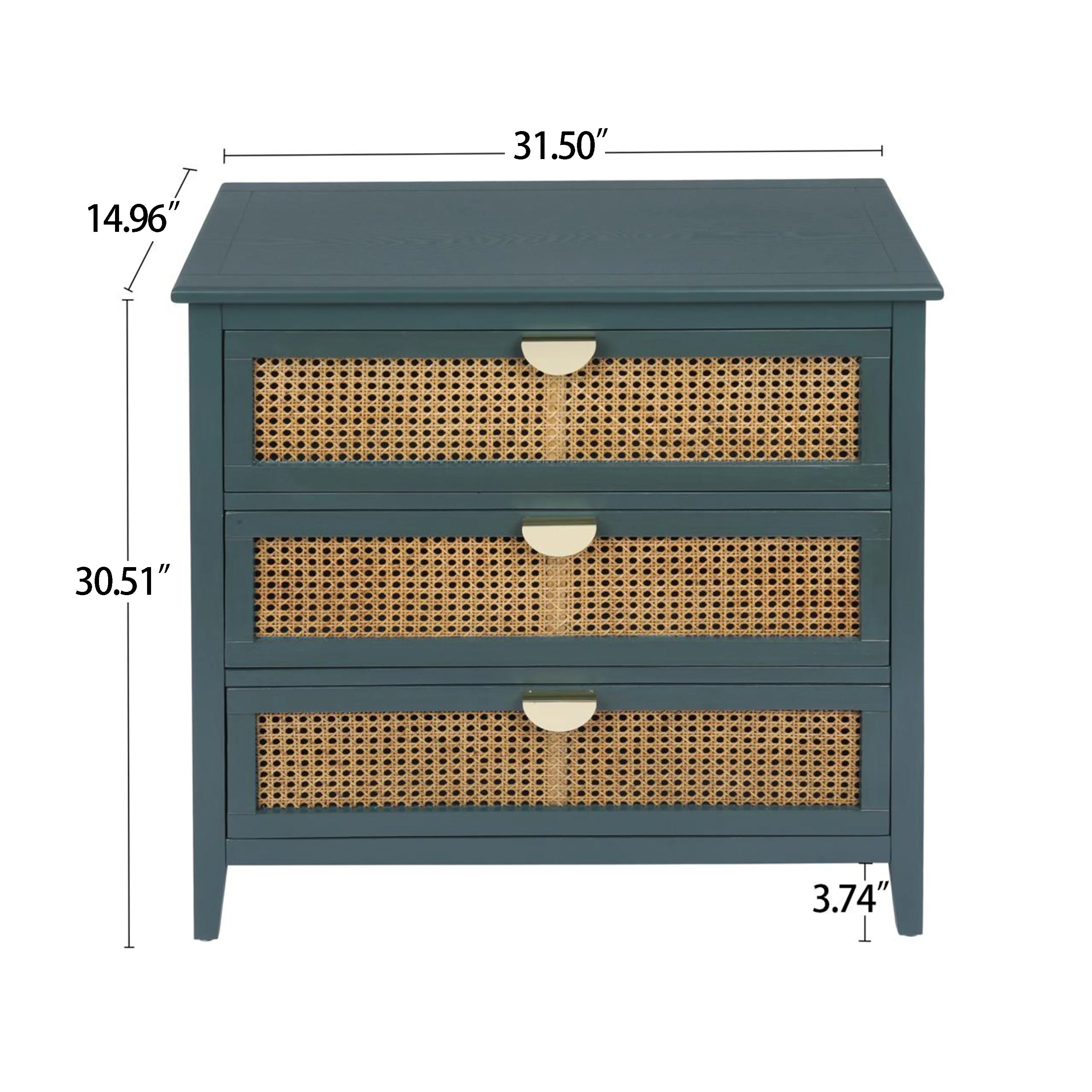 3 Drawer Cabinet Natural Rattan - Image 3