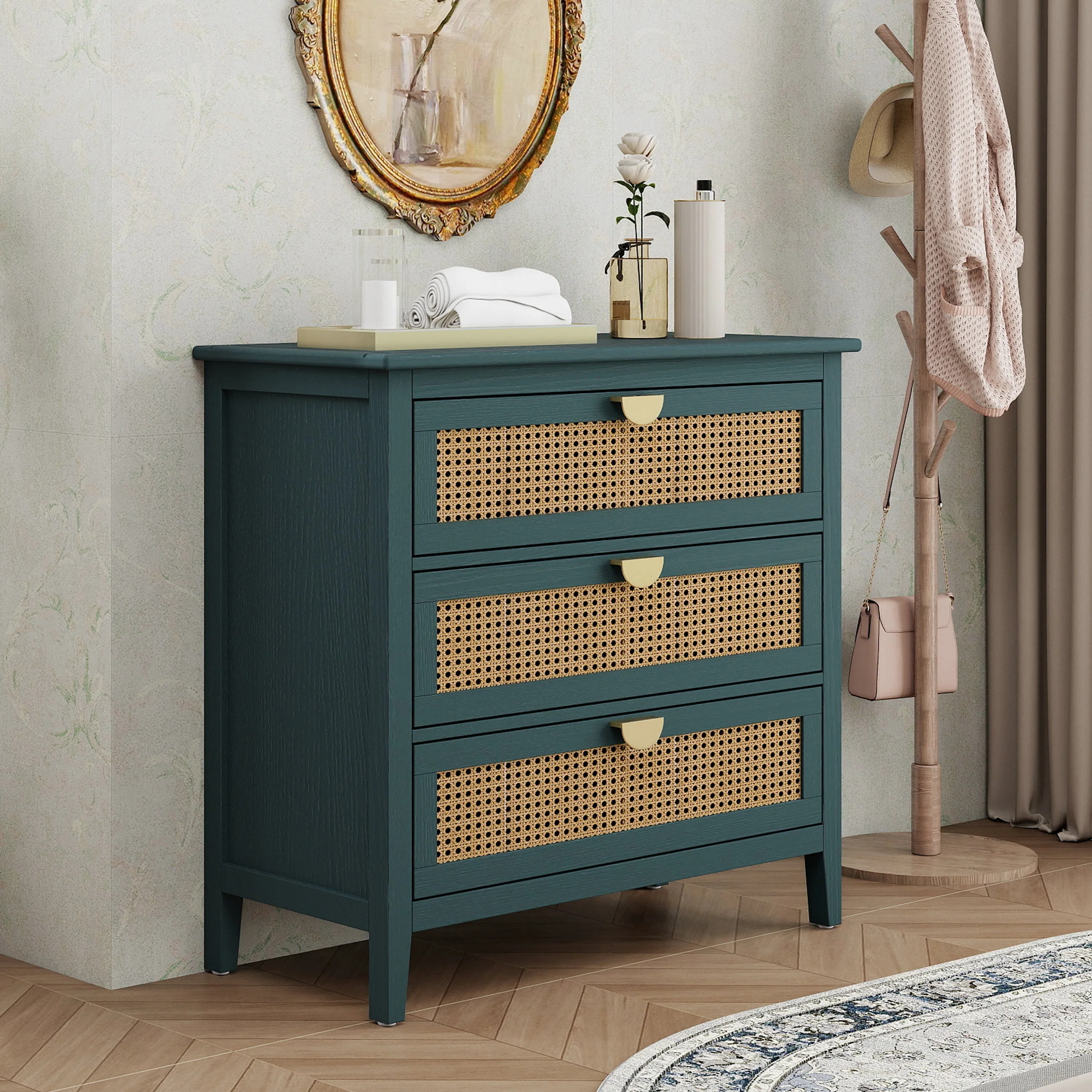 3 Drawer Cabinet Natural Rattan - Image 4