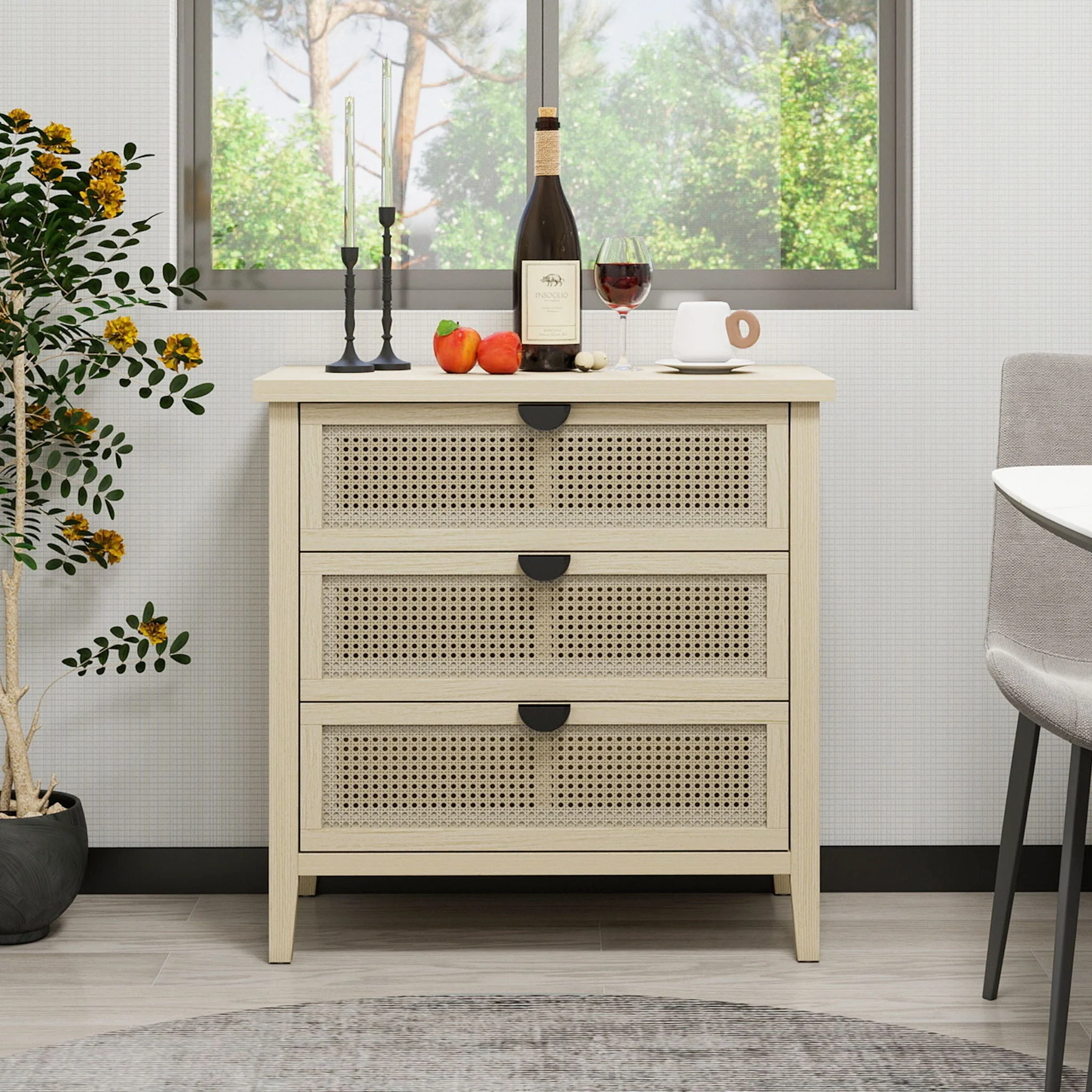 3 Drawer Cabinet, Suitable For Bedroom - Natural - Image 3