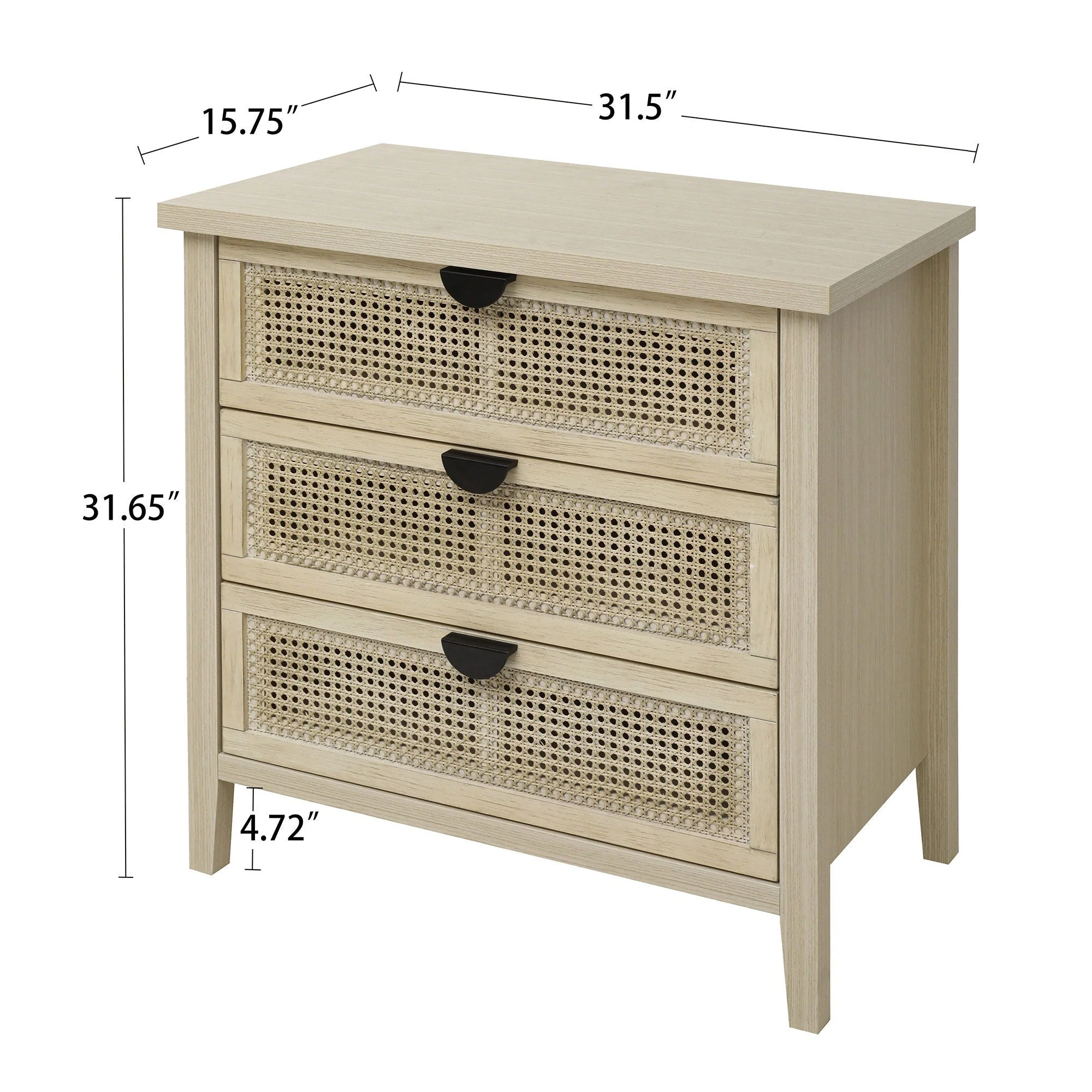 3 Drawer Cabinet, Suitable For Bedroom - Natural - Image 4