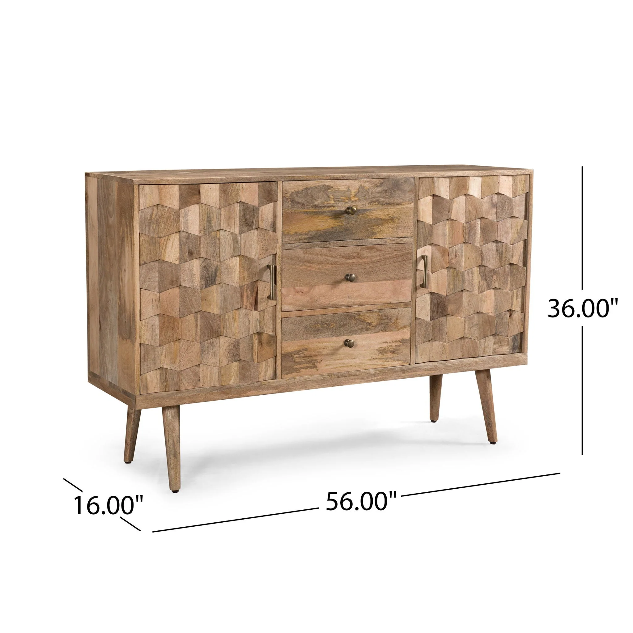 3 Drawer Sideboard With 2 Doors (KD Legs) - Natural - Image 4