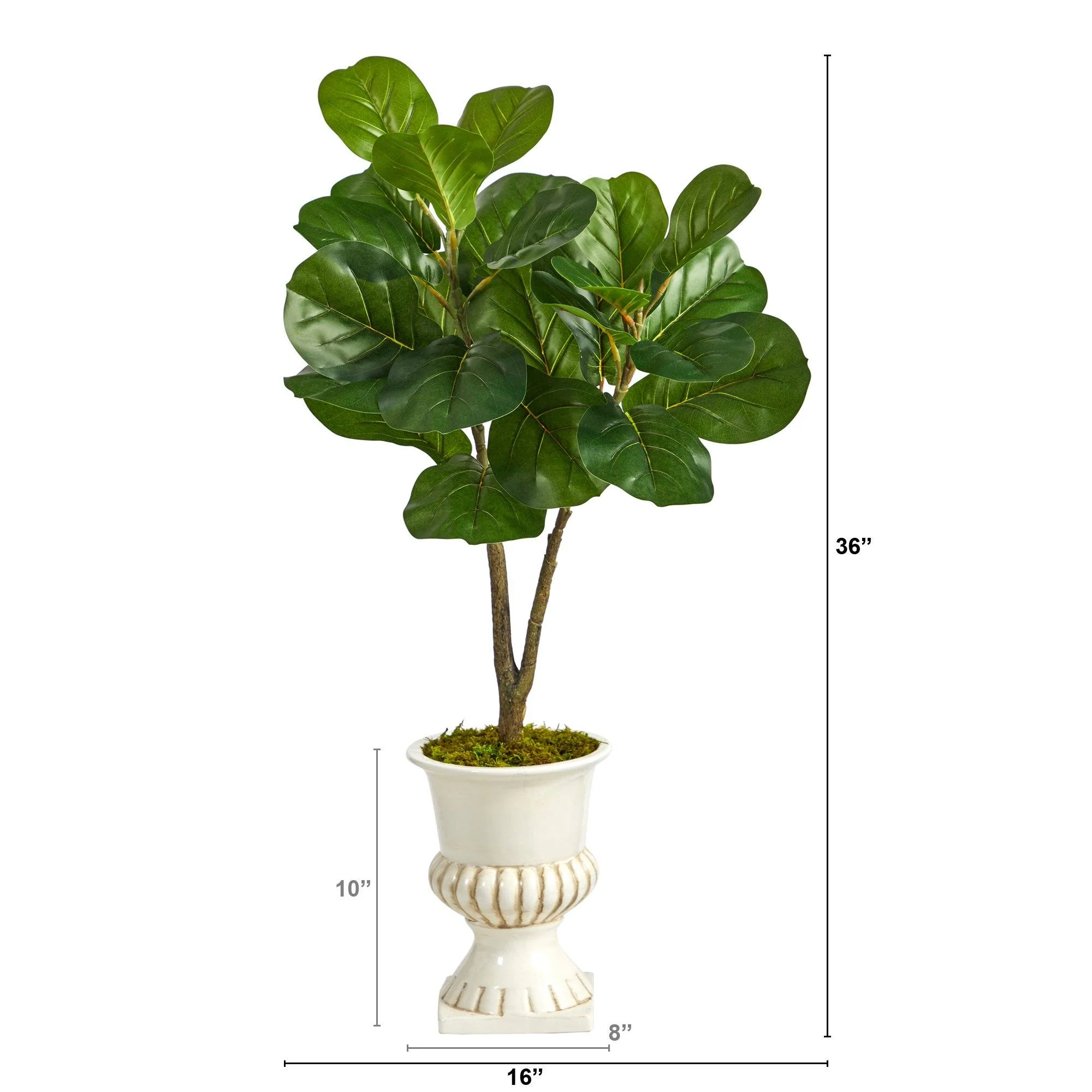3’ Fiddle Leaf Fig Artificial Tree in White Urn - Image 2