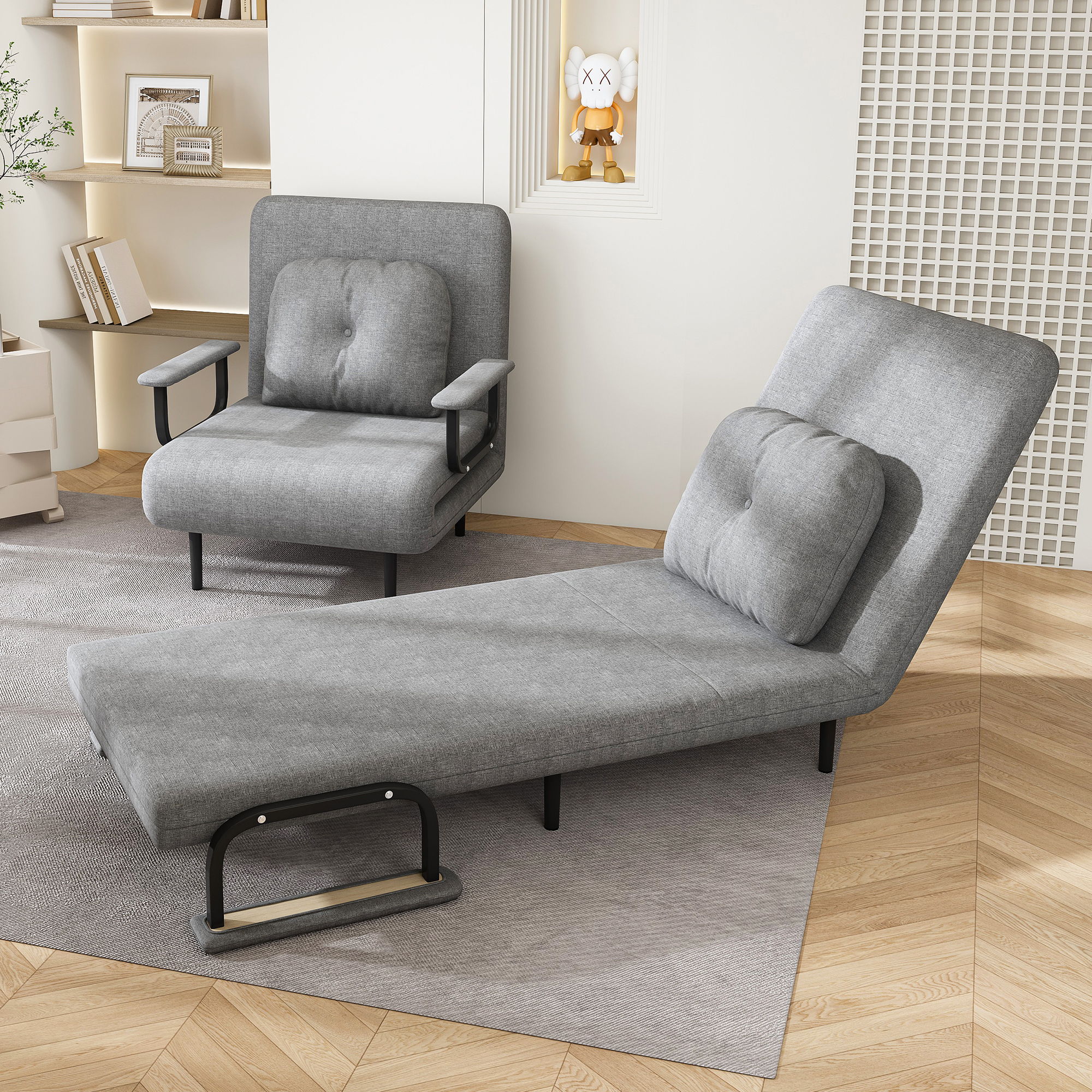 3 In 1 Convertible Folding Sofa Bed With Adjustable Backrest And Pillow - Image 7