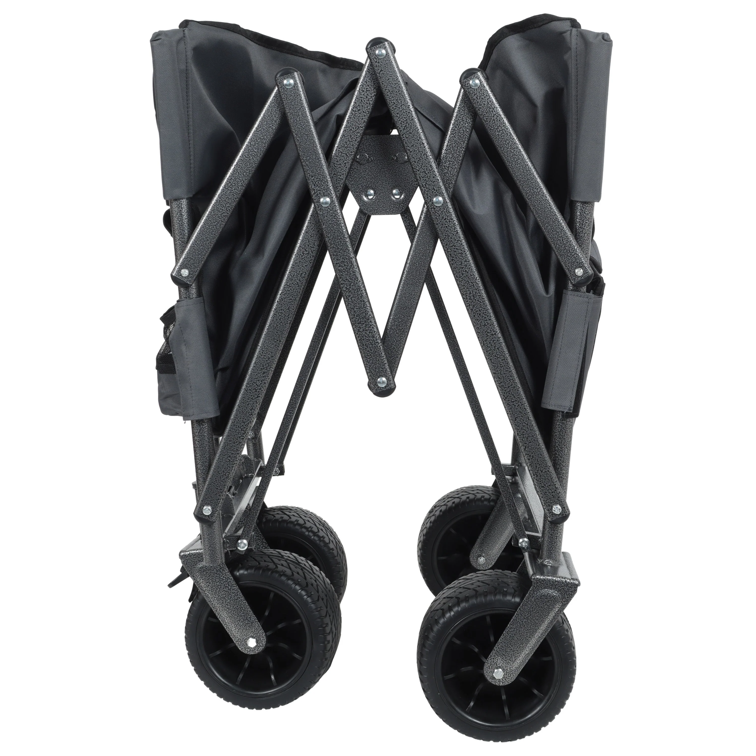 3-in-1 Convertible Folding Wagon Cart with Bench Seat & Storage - Image 12