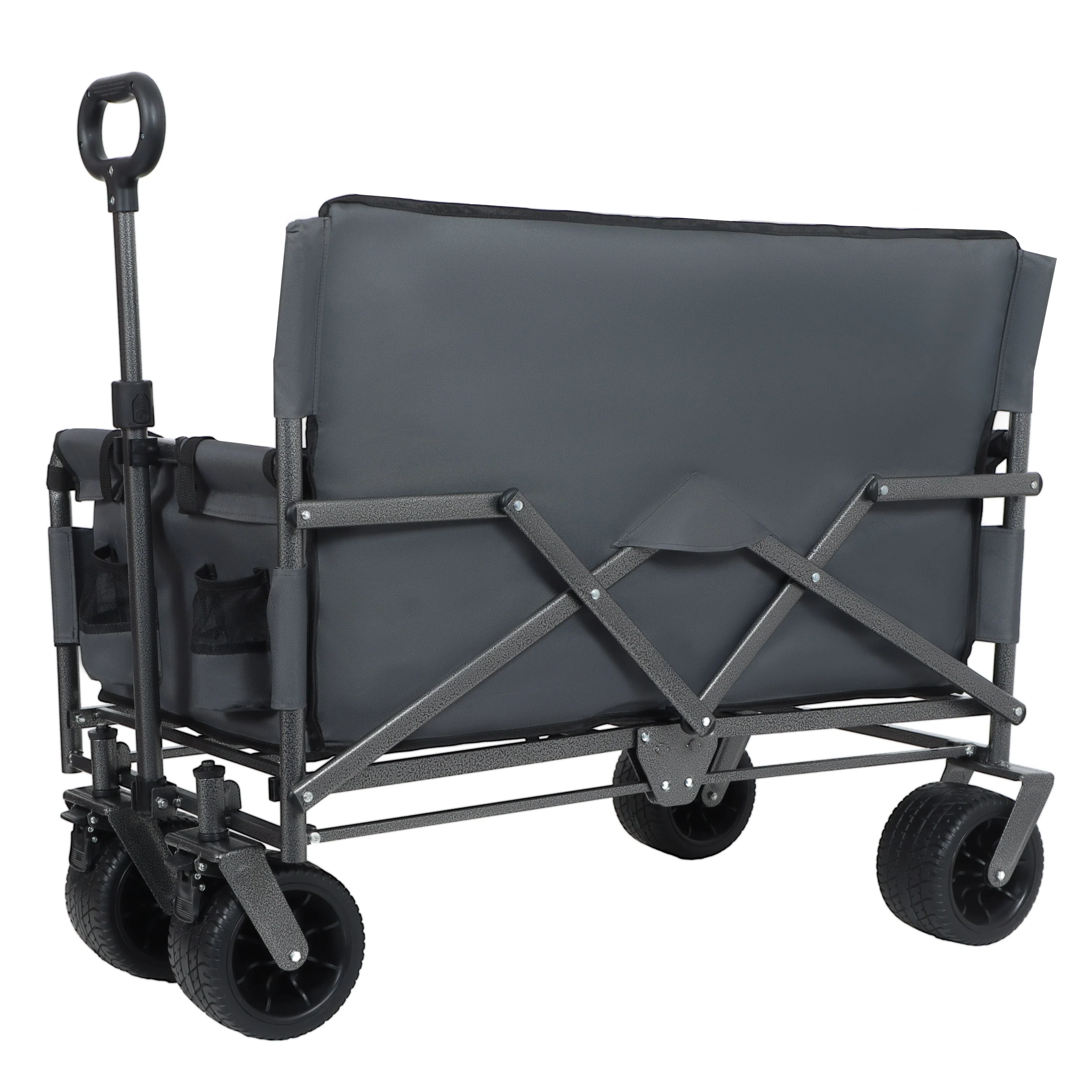 3-in-1 Convertible Folding Wagon Cart with Bench Seat & Storage - Image 3