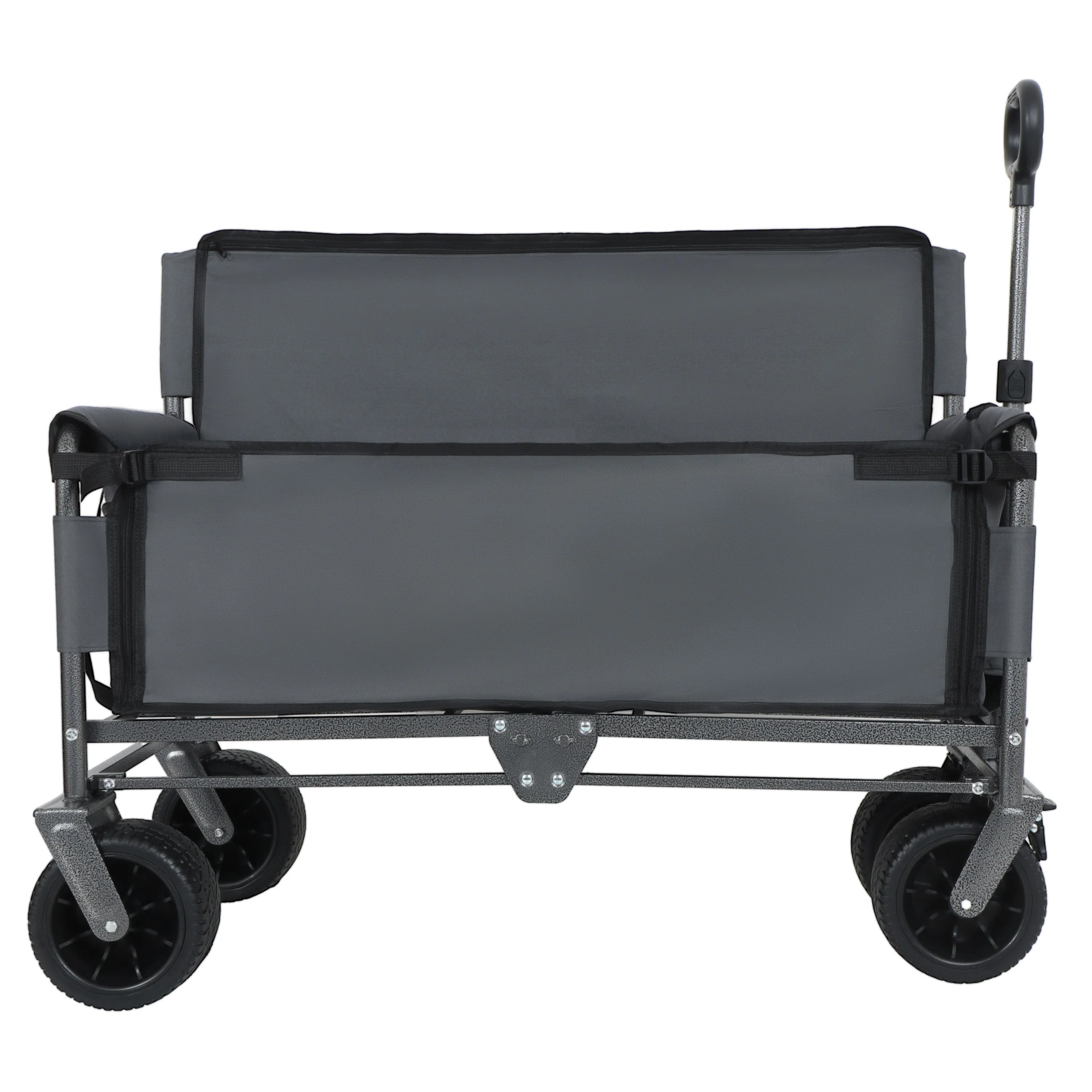 3-in-1 Convertible Folding Wagon Cart with Bench Seat & Storage - Image 4