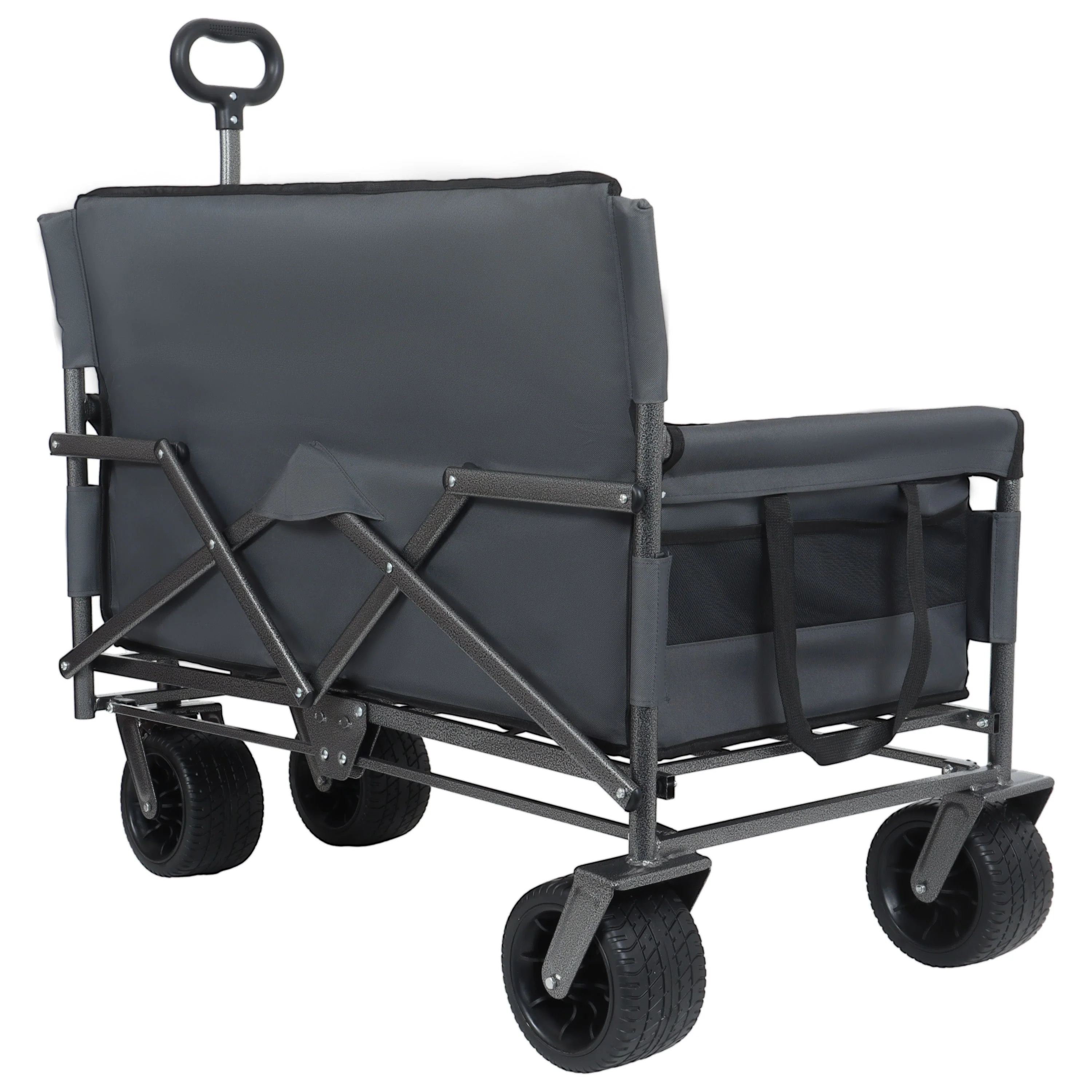 3-in-1 Convertible Folding Wagon Cart with Bench Seat & Storage - Image 6