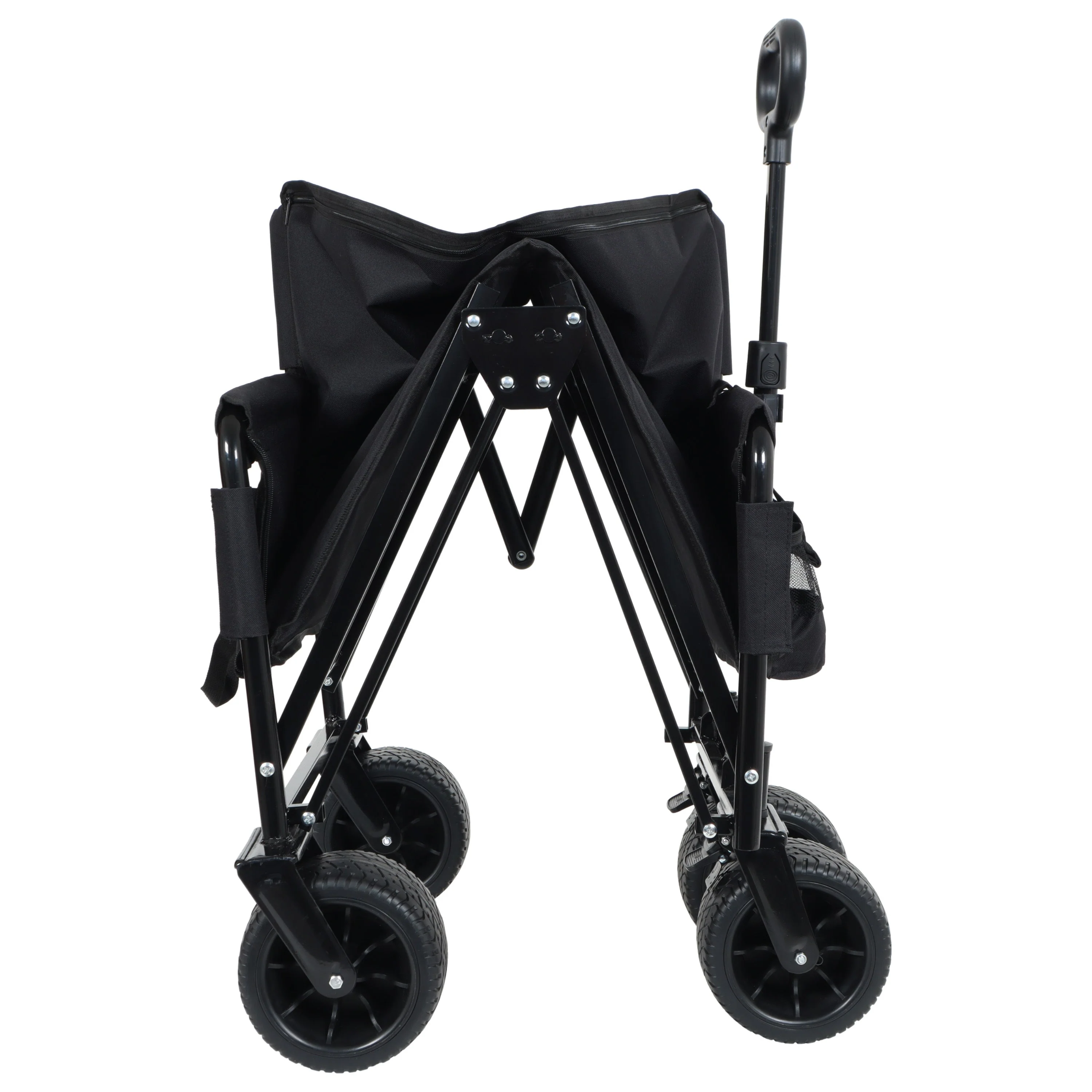 3-in-1 Convertible Folding Wagon Cart with Bench Seat & Storage - Image 11