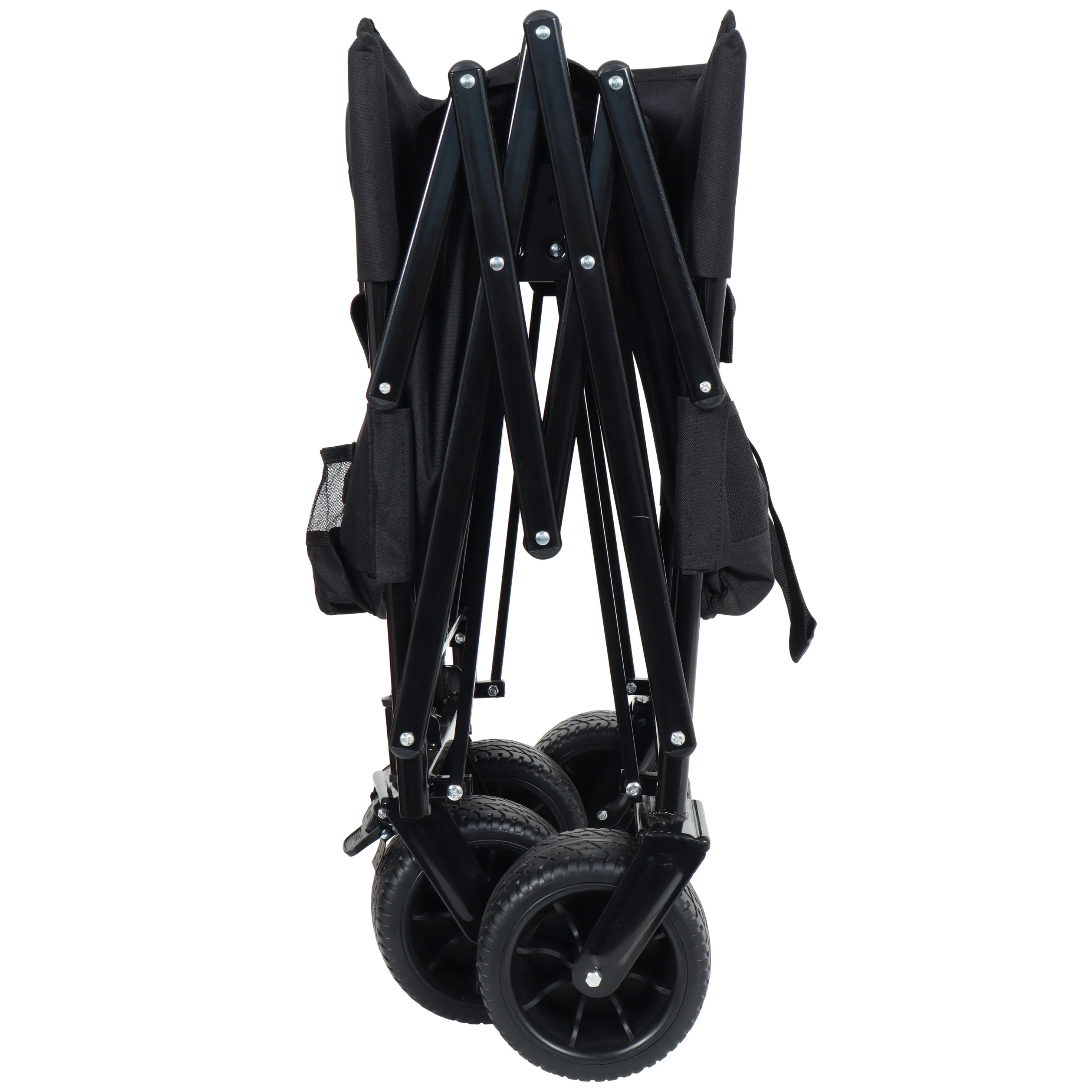 3-in-1 Convertible Folding Wagon Cart with Bench Seat & Storage - Image 12
