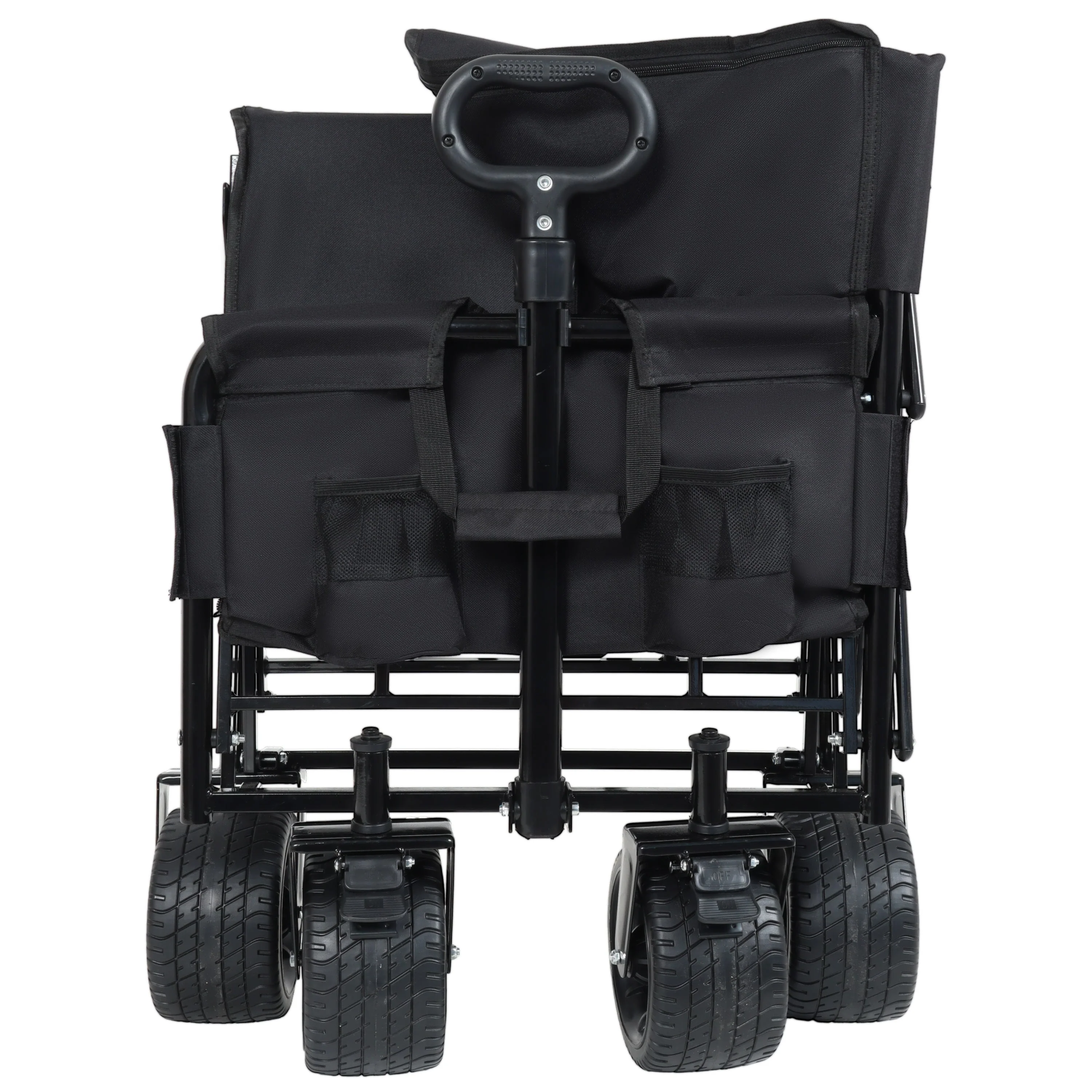3-in-1 Convertible Folding Wagon Cart with Bench Seat & Storage - Image 13