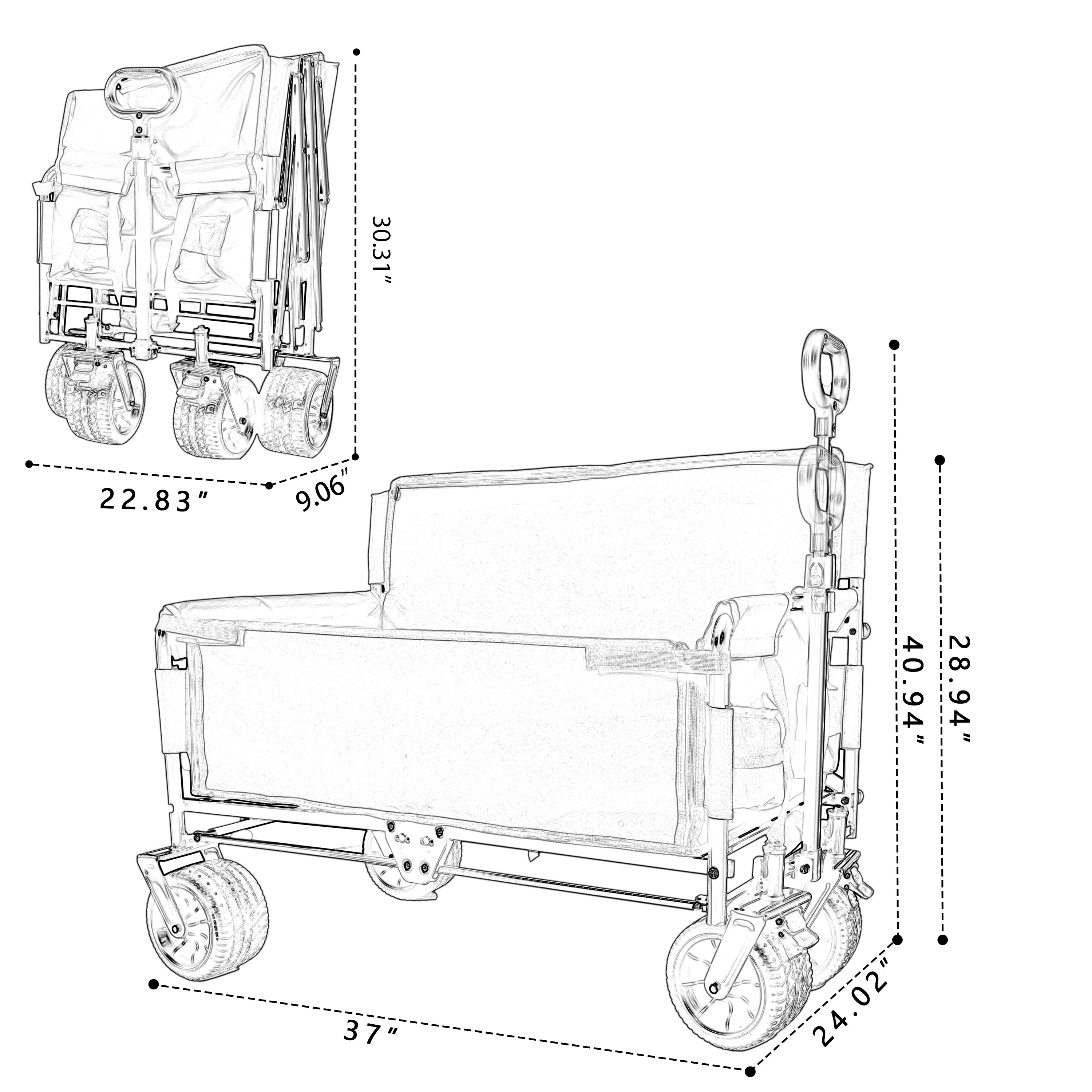 3-in-1 Convertible Folding Wagon Cart with Bench Seat & Storage - Image 19