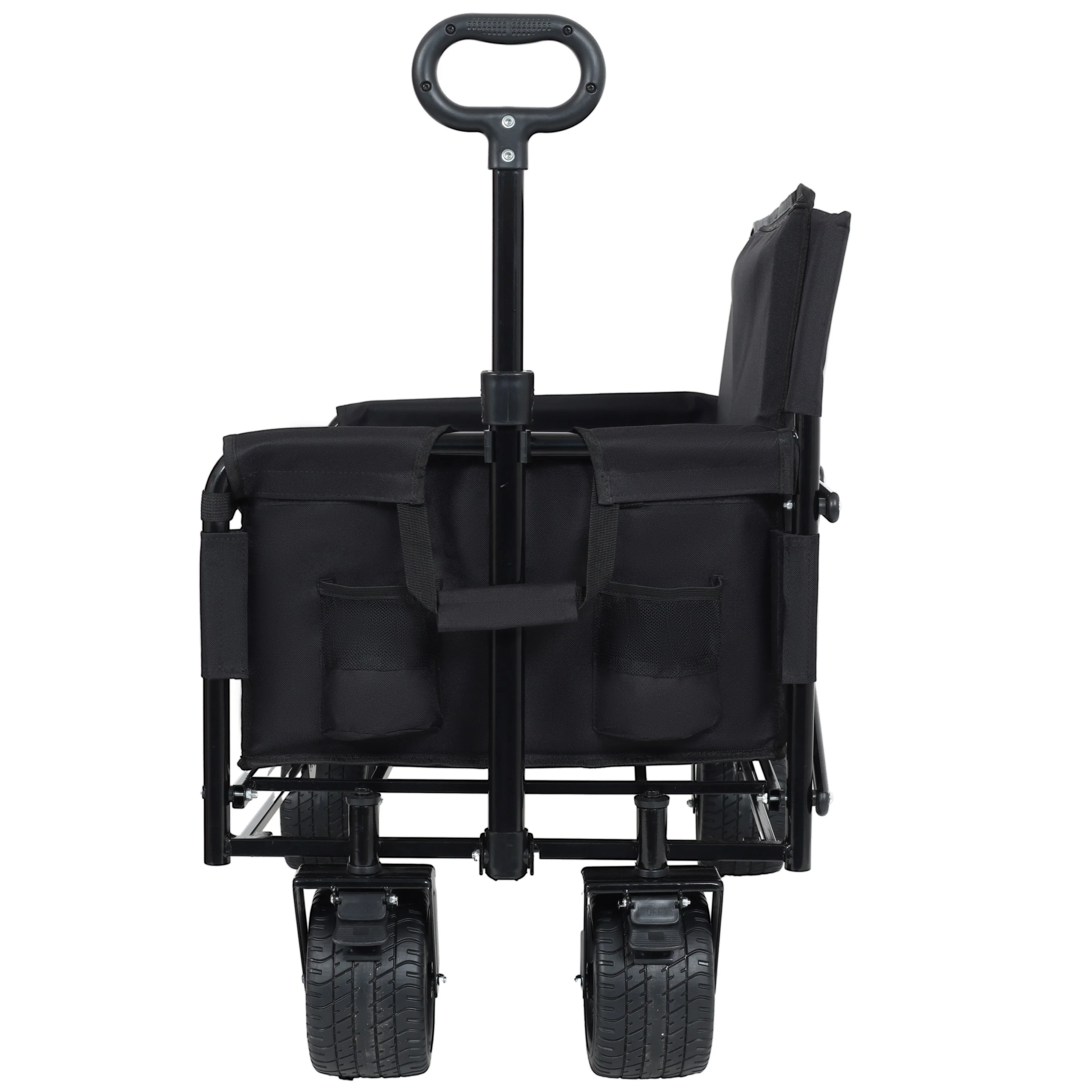 3-in-1 Convertible Folding Wagon Cart with Bench Seat & Storage - Image 3