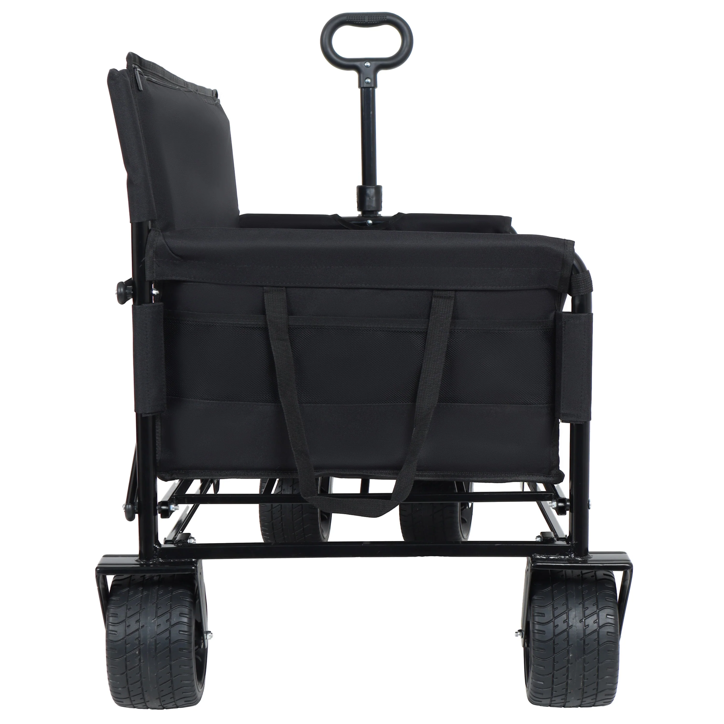 3-in-1 Convertible Folding Wagon Cart with Bench Seat & Storage - Image 6