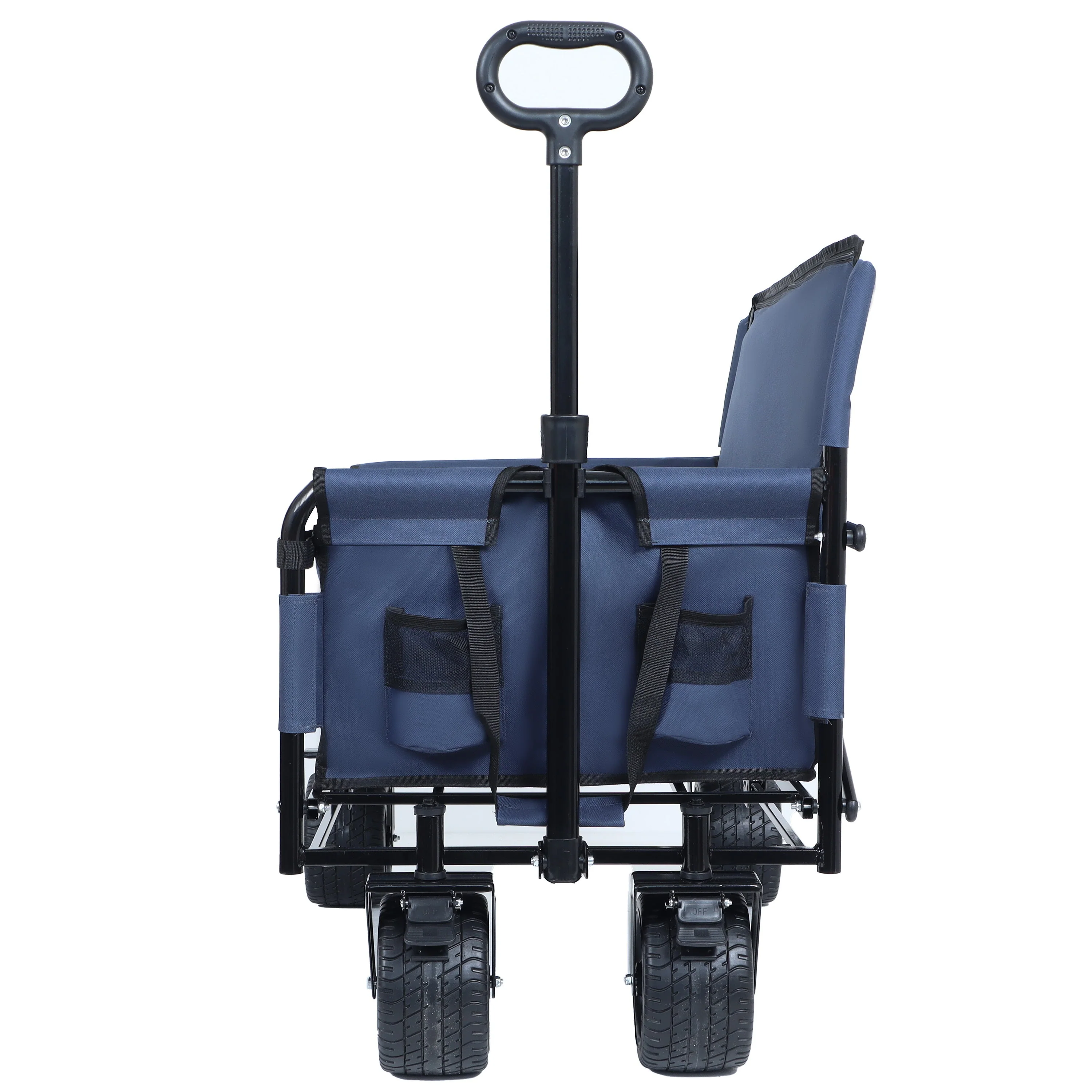 3-in-1 Convertible Folding Wagon Cart with Bench Seat & Storage - Image 3