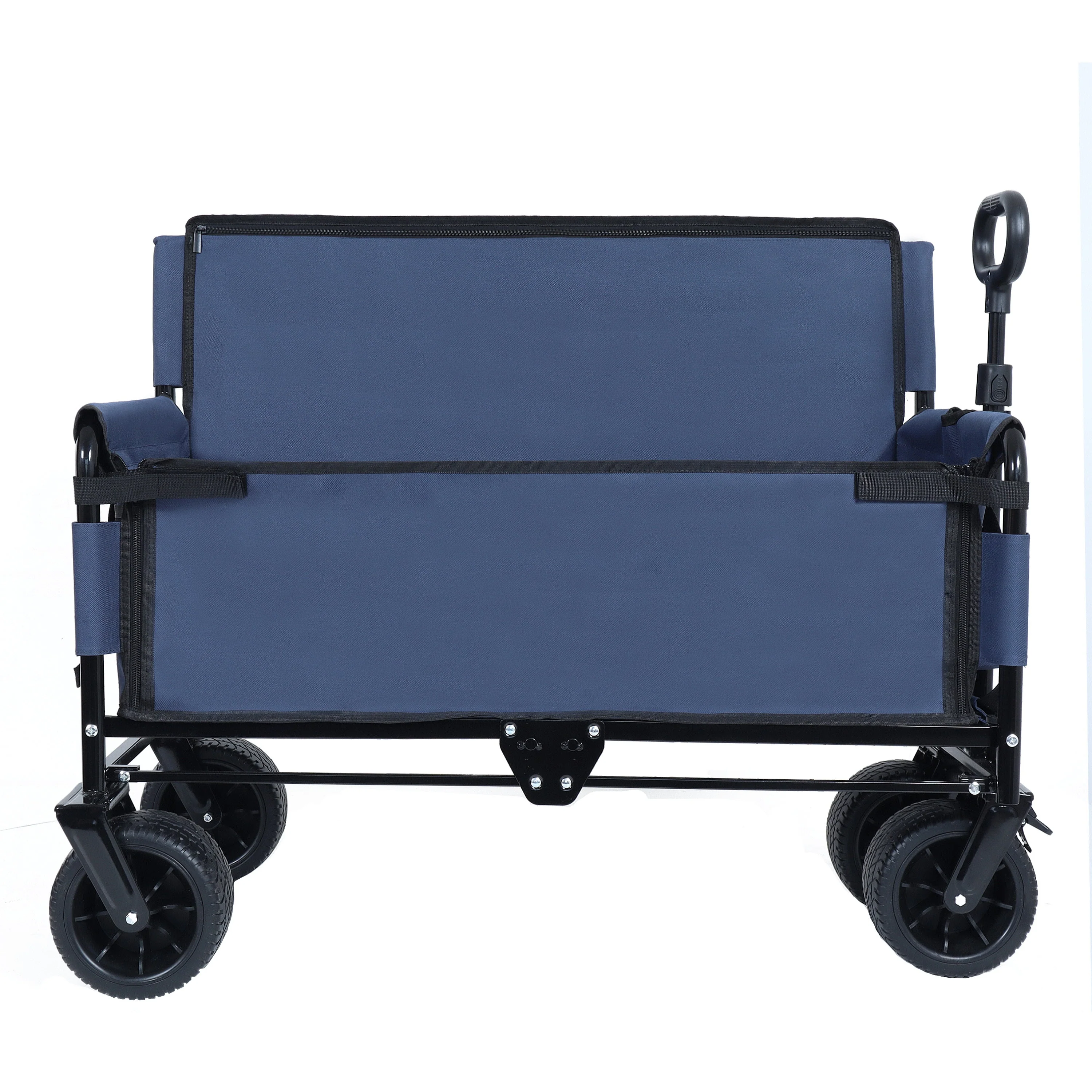 3-in-1 Convertible Folding Wagon Cart with Bench Seat & Storage - Image 5