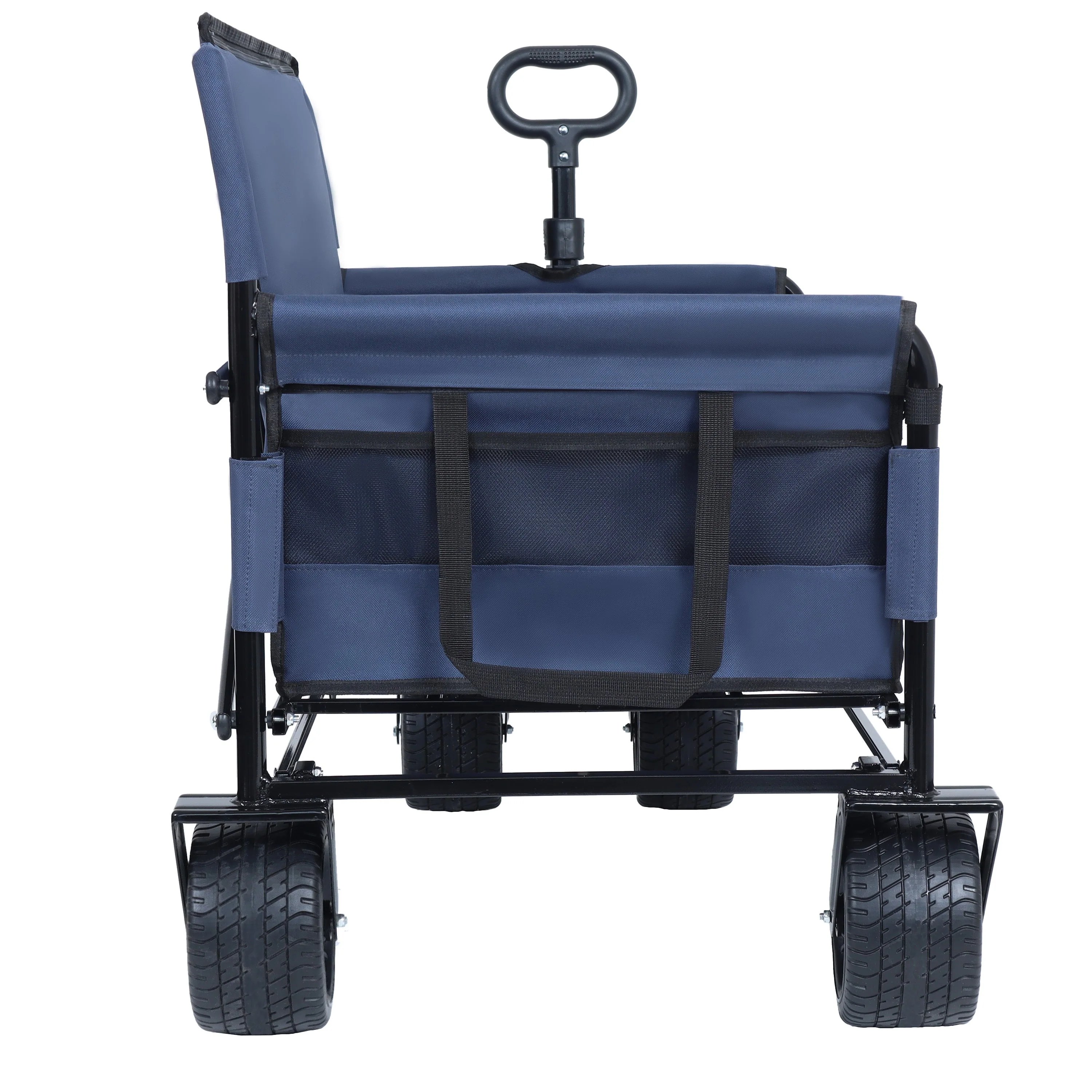 3-in-1 Convertible Folding Wagon Cart with Bench Seat & Storage - Image 7