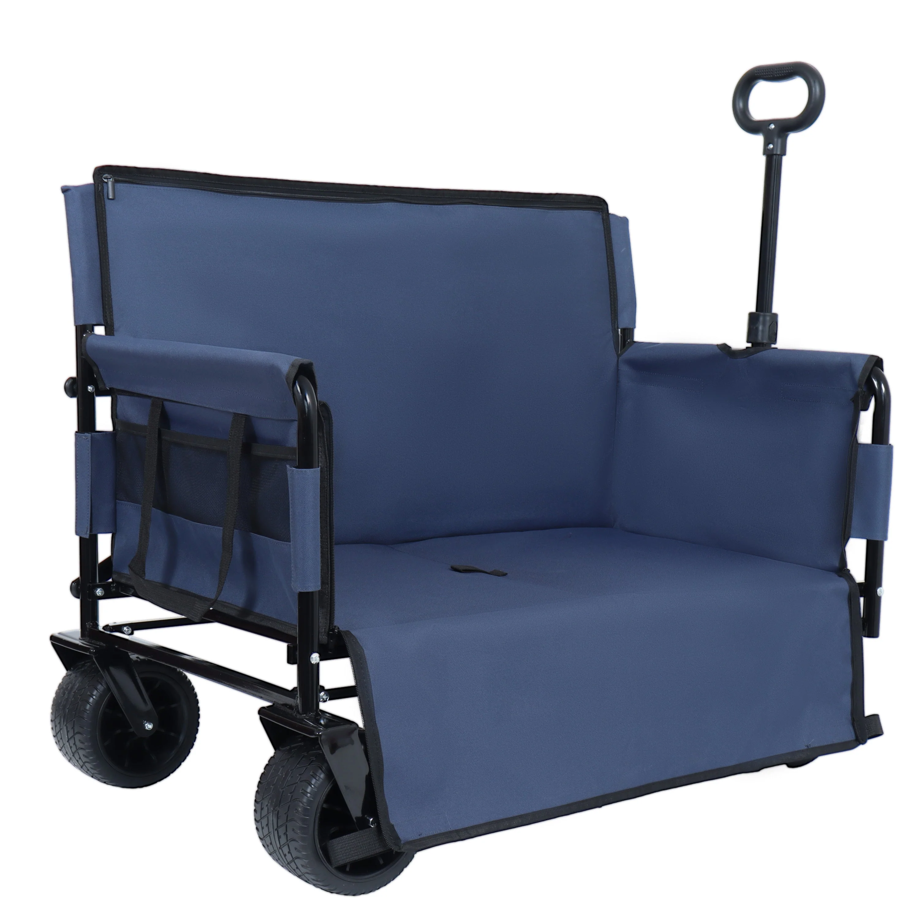 3-in-1 Convertible Folding Wagon Cart with Bench Seat & Storage - Image 8