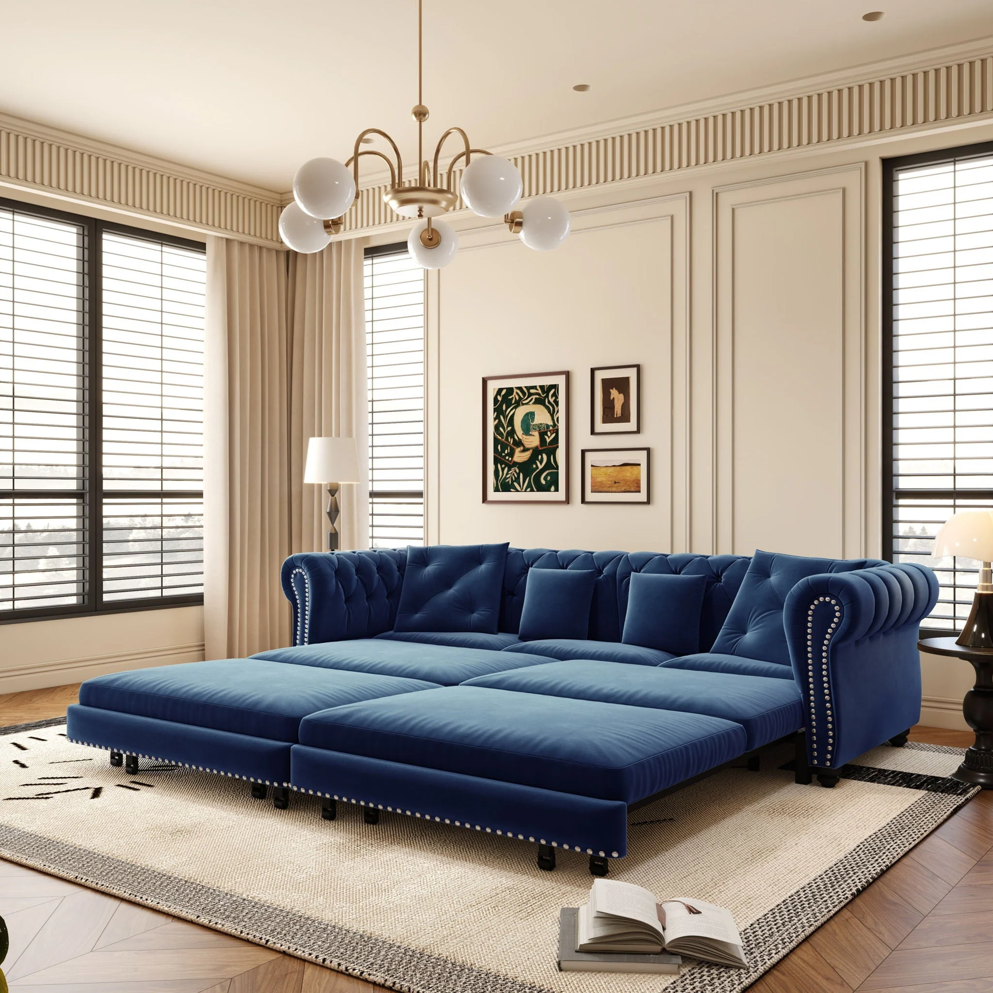 3 In 1 Convertible Sleeper Sofa Bed With Movable Ottoman - Image 15