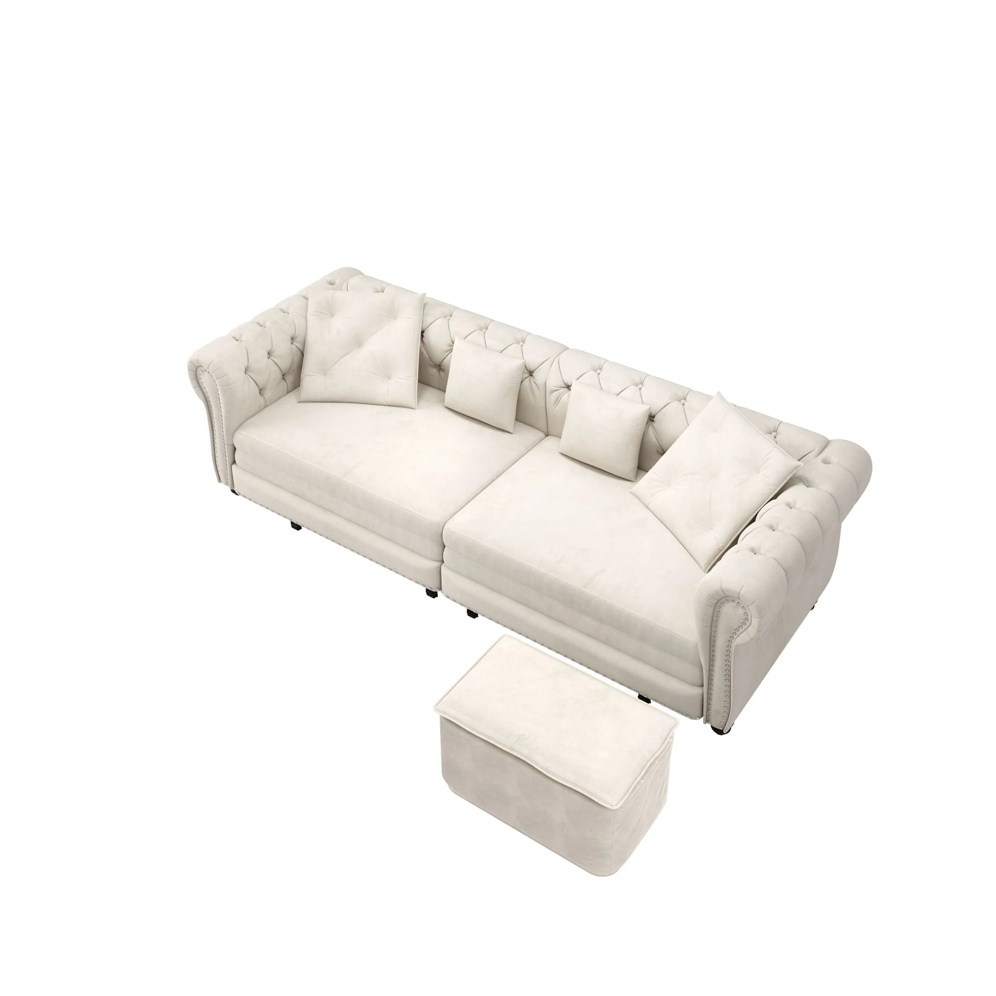 3 In 1 Convertible Sleeper Sofa Bed With Movable Ottoman - Image 5
