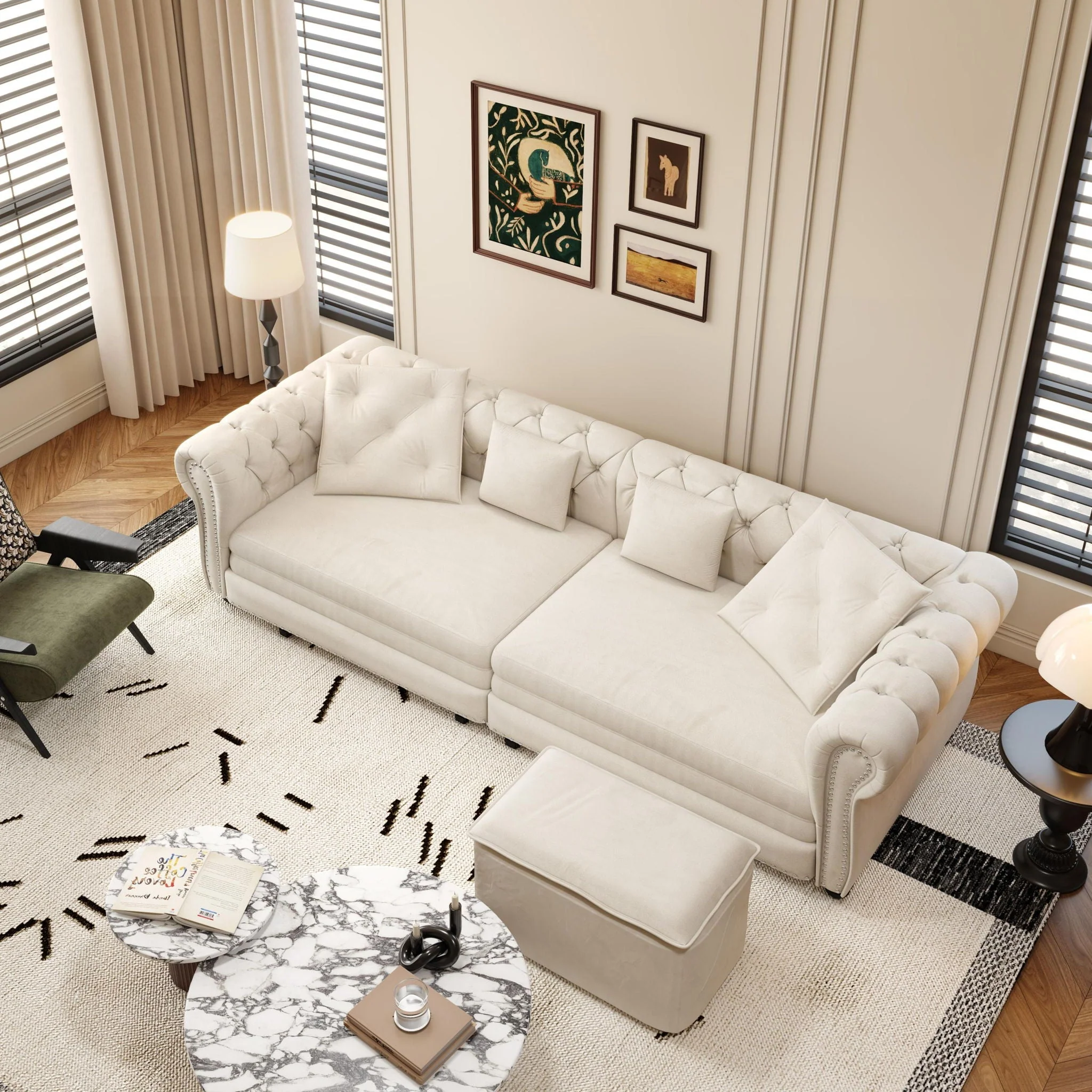 3 In 1 Convertible Sleeper Sofa Bed With Movable Ottoman - Image 9