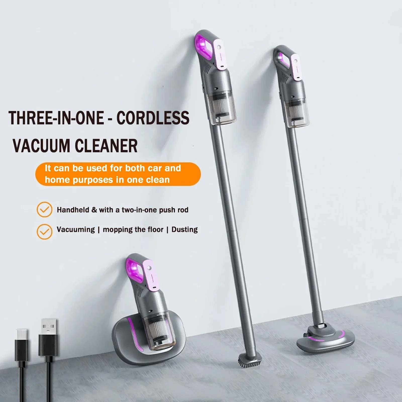 3 in 1 Cordless Handheld Vacuum Rechargeable Cyclonic for Car Home PC - Image 3