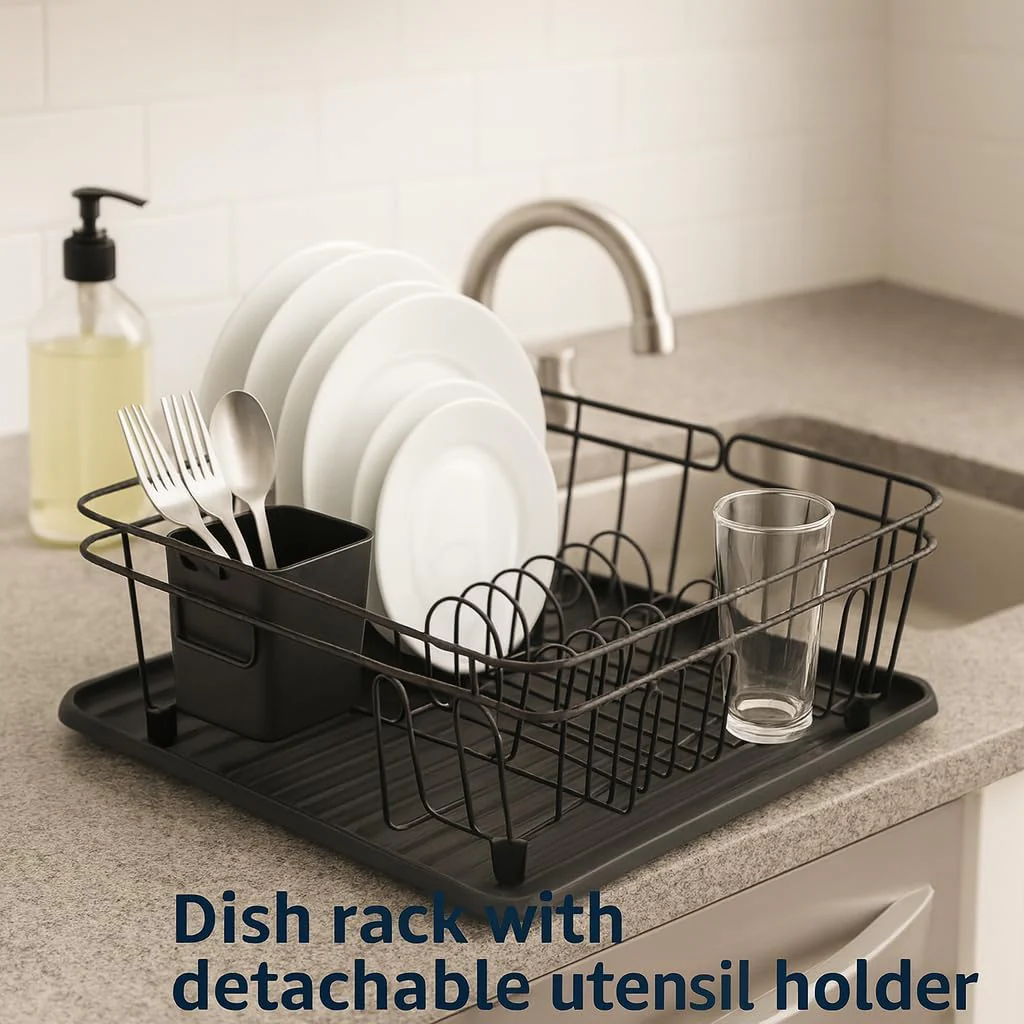 3-in-1 Dish Drying Rack, Countertop or Over Sink Design - Image 5