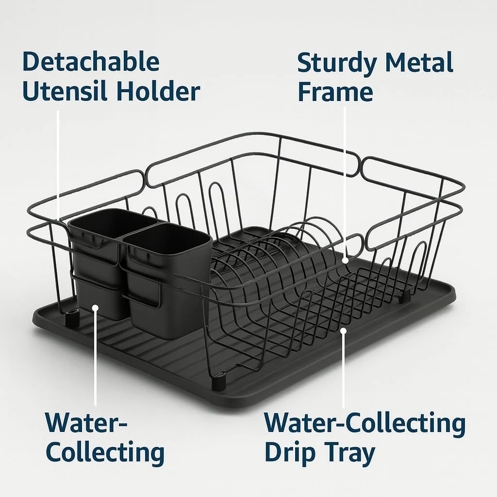 3-in-1 Dish Drying Rack, Countertop or Over Sink Design - Image 7