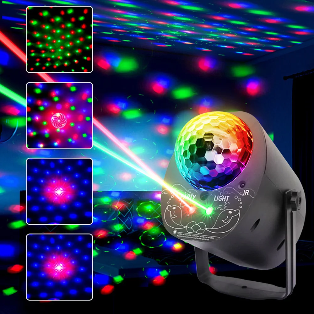 3-in-1 DJ Disco Party Light Sound Activated Strobe Pattern Projector Lamp - Image 2