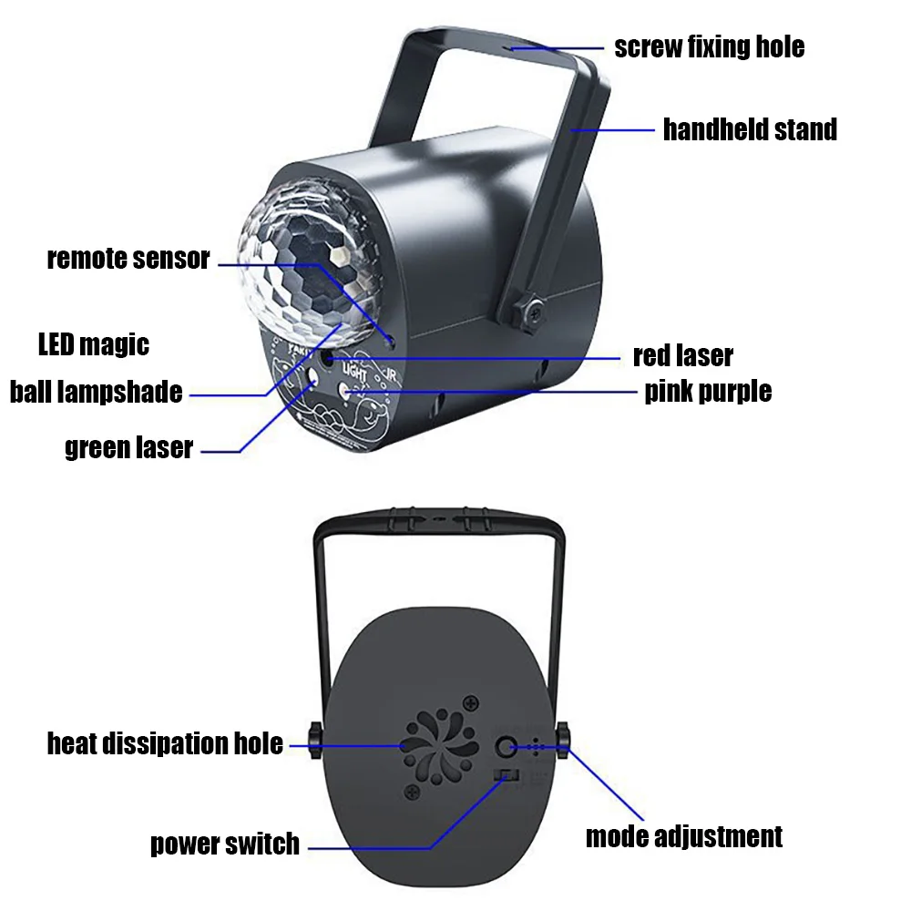 3-in-1 DJ Disco Party Light Sound Activated Strobe Pattern Projector Lamp - Image 5