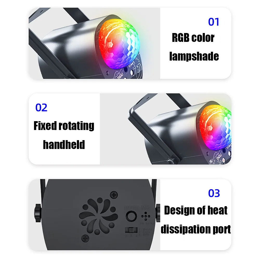3-in-1 DJ Disco Party Light Sound Activated Strobe Pattern Projector Lamp - Image 6