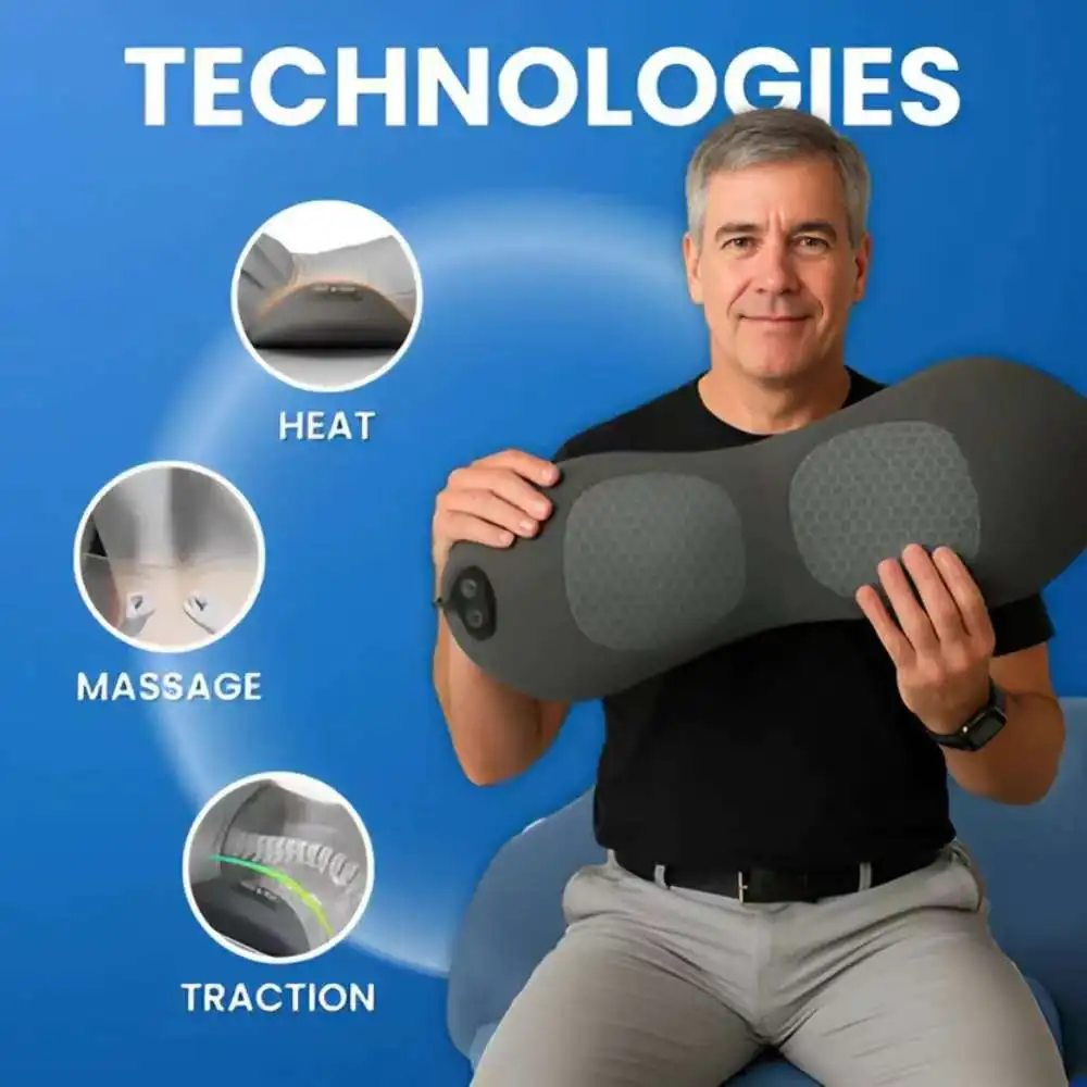 3-in-1 Lumbar Support Pillow Adjustable Back Massager with Heat Memory Foam - Image 2